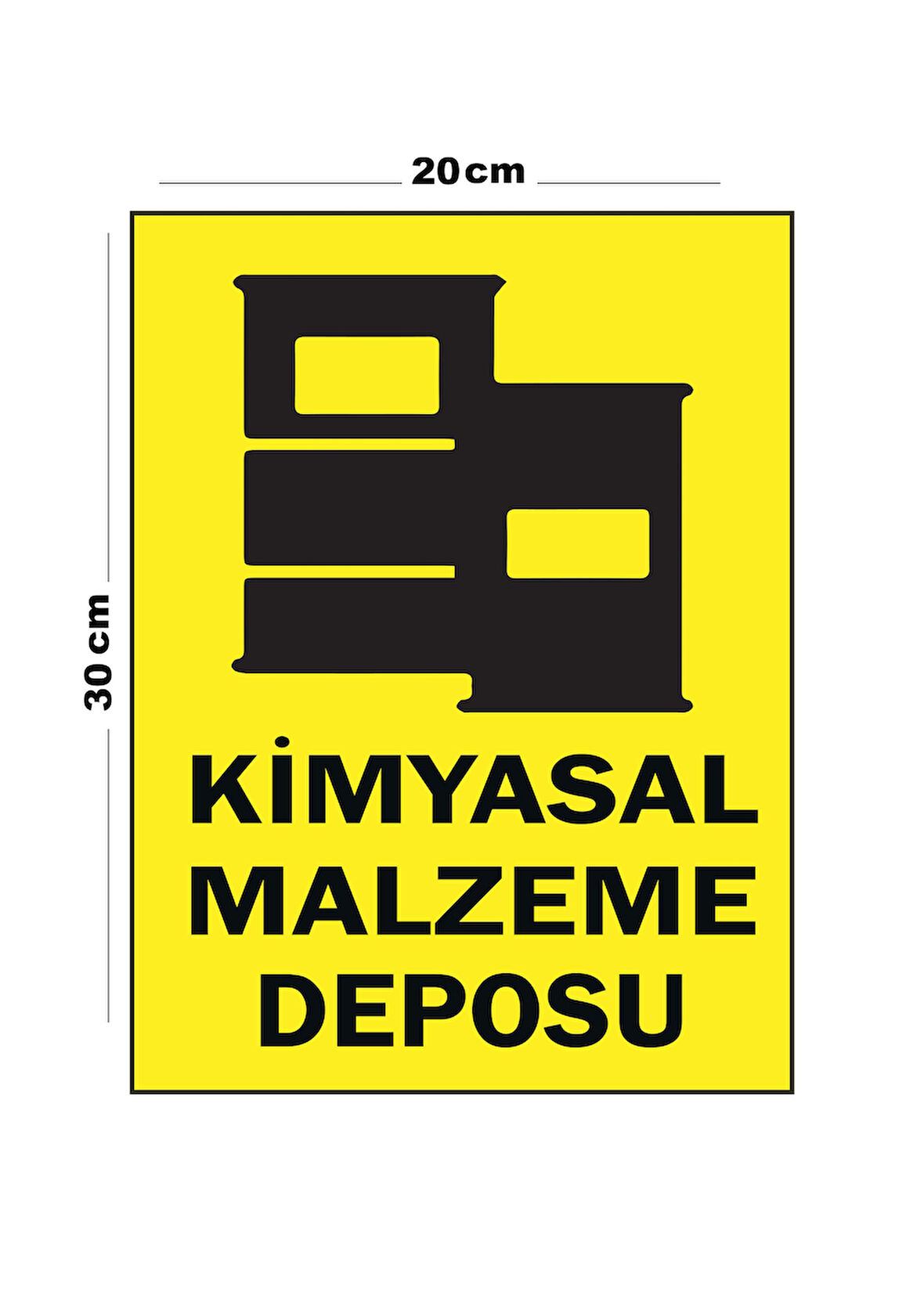 Metal Kimyasal Malzeme Deposu 20cm x 30cm A4 Büyüklüğünde Uyarı Levhası Yönlendirme Tabelası