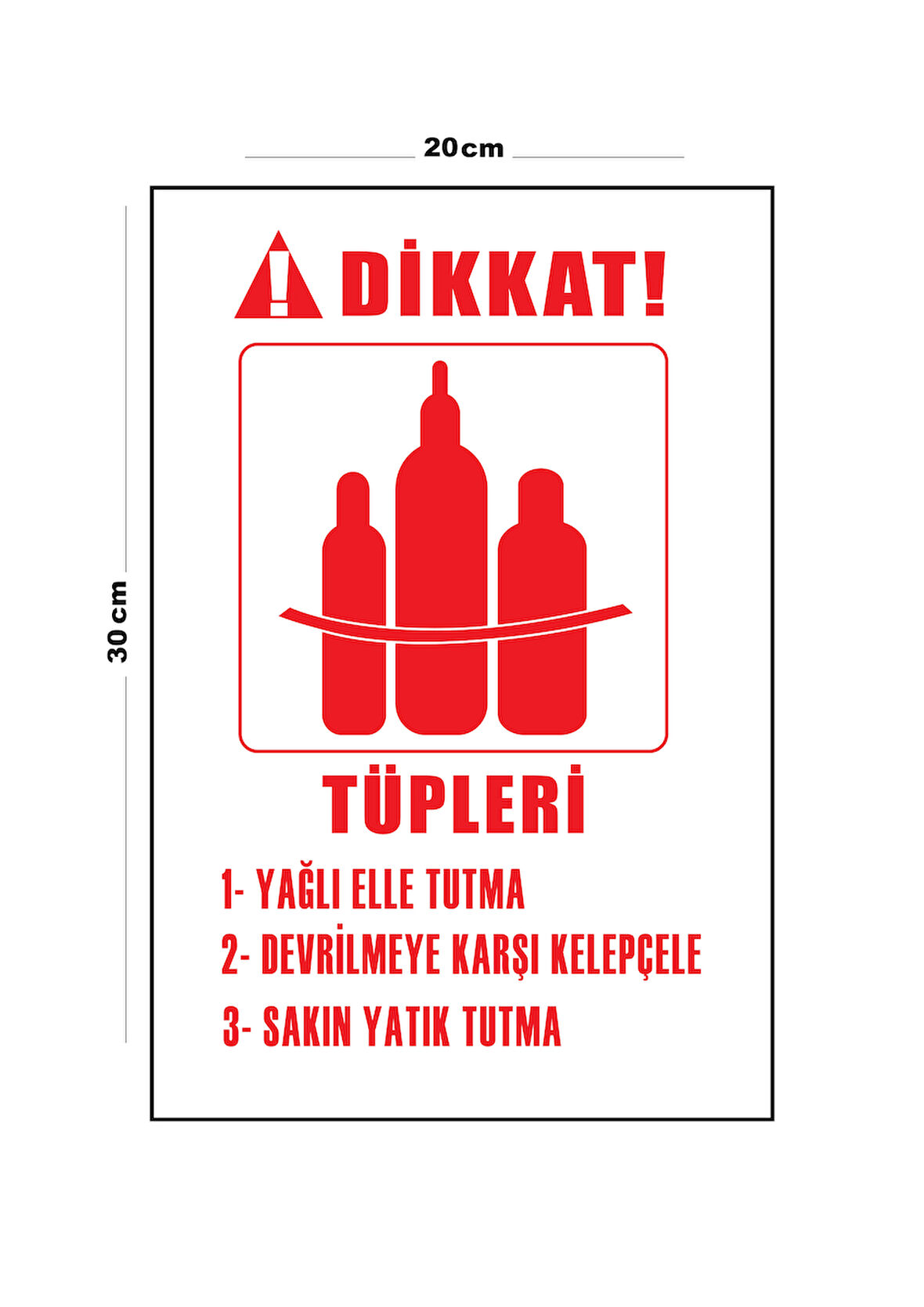 Metal Dikkat Tüpleri Yağlı Elle Tutma 20cm x 30cm A4 Büyüklüğünde Uyarı Levhası Yönlendirme Tabelası