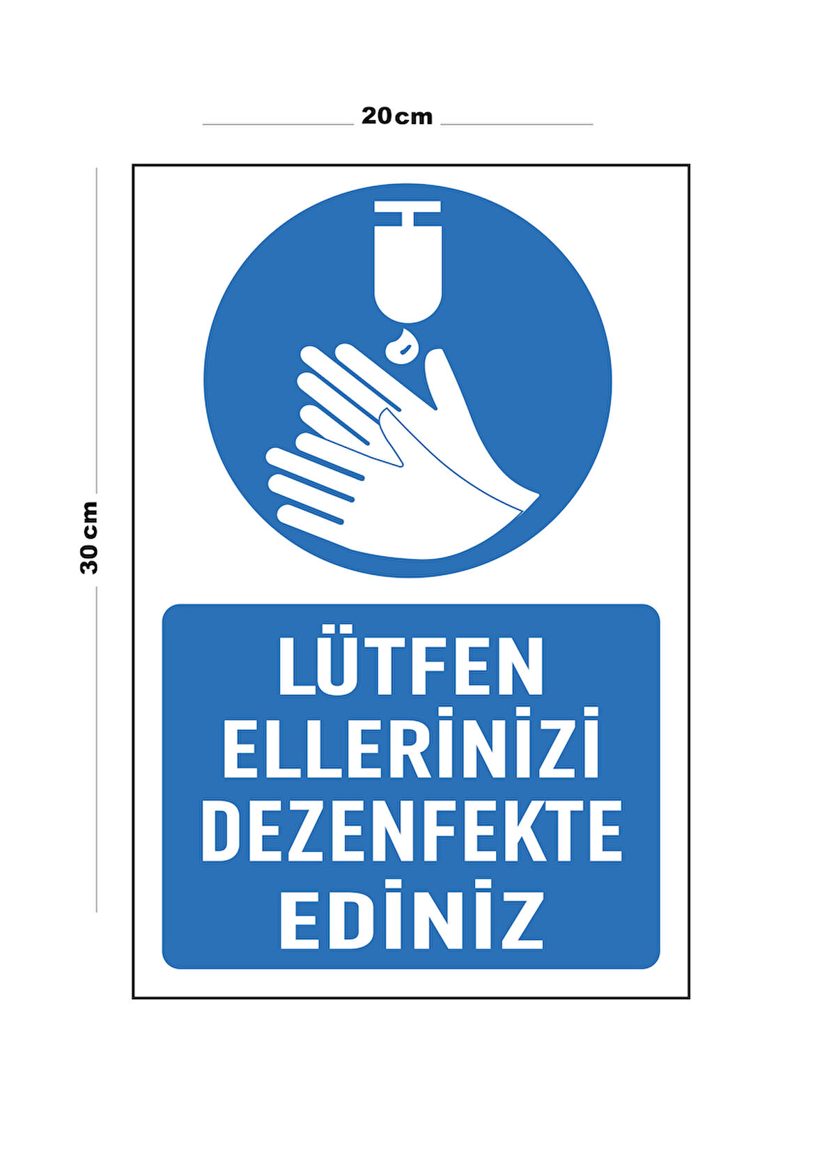 Metal Lütfen Ellerinizi Dezenfekte Ediniz 20cm x 30cm A4 Büyüklüğünde Uyarı Levhası Yönlendirme