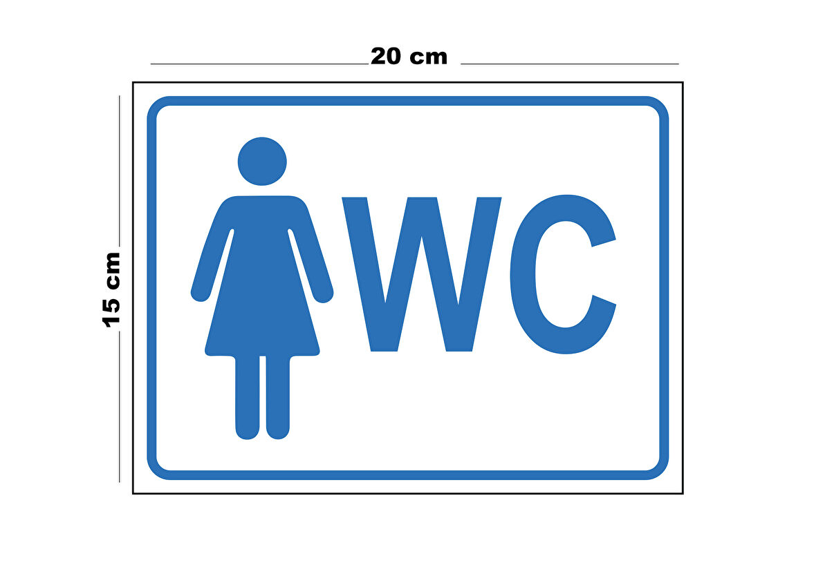 Metal Kadın Wc 15cm x 20cm Uyarı Levhası Yönlendirme Tabelası