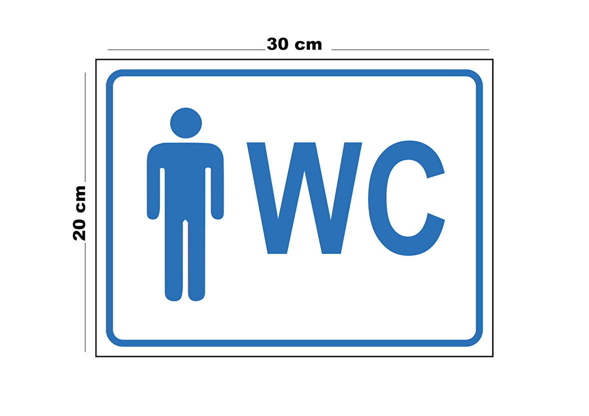Metal Erkek Wc 20cm x 30cm A4 Büyüklüğünde Uyarı Levhası Yönlendirme Tabelası