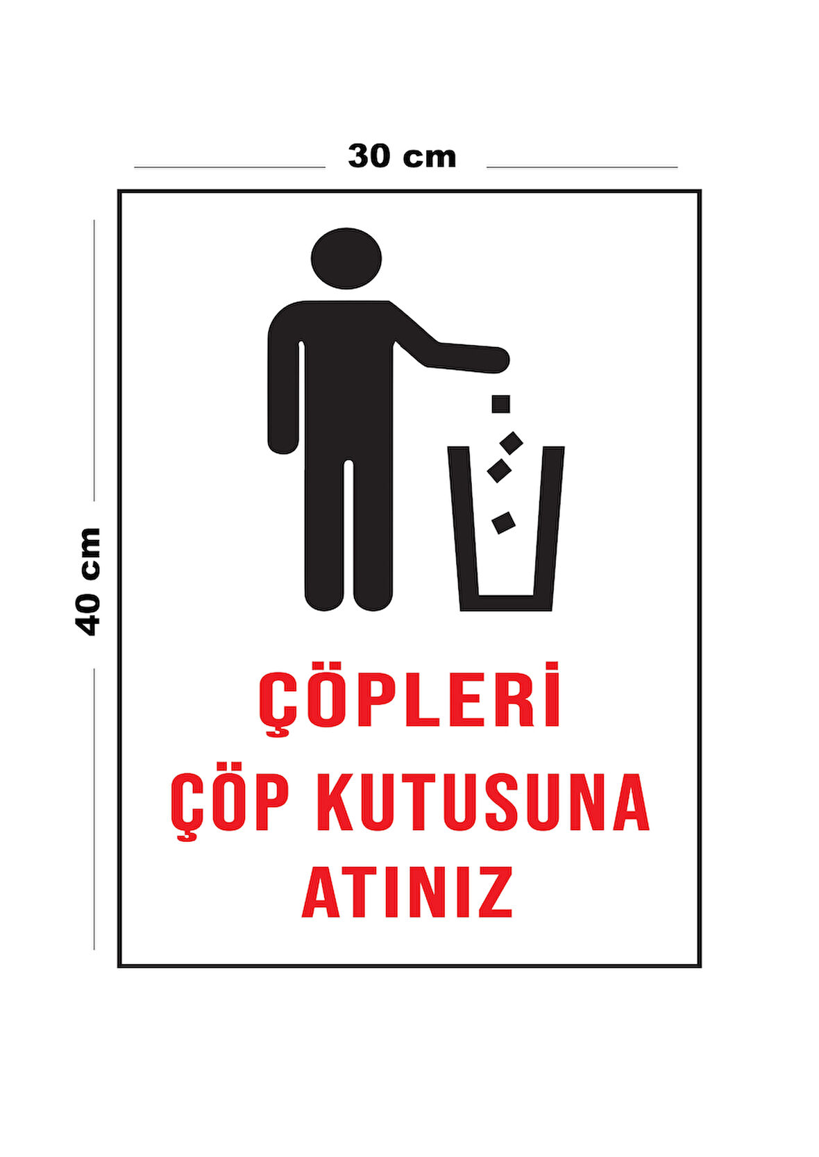 Metal Çöpleri Çöp Kutusuna Atınız 30 cm x 40 cm A3 Büyüklüğünde Uyarı Levhası Yönlendirme Tabelası
