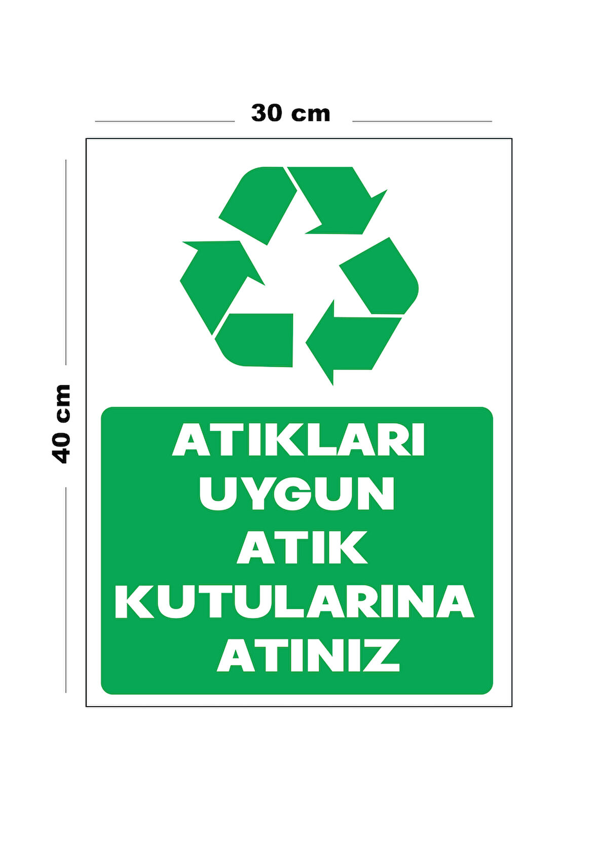 Metal Atıkları Uygun Atık Kutularına Atınız 30 cm x 40 cm A3 Büyüklüğünde Uyarı Levhası Yönlendirme