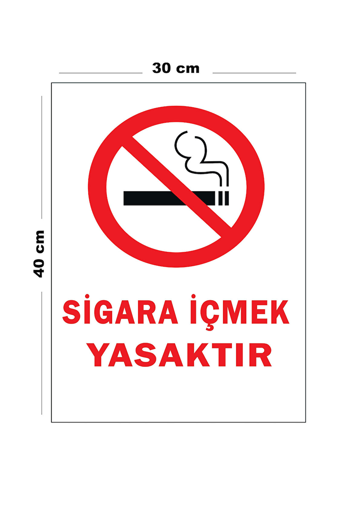 Metal Sigara İçmek Yasaktır 30 cm x 40 cm A3 Büyüklüğünde Uyarı Levhası Yönlendirme Tabelası