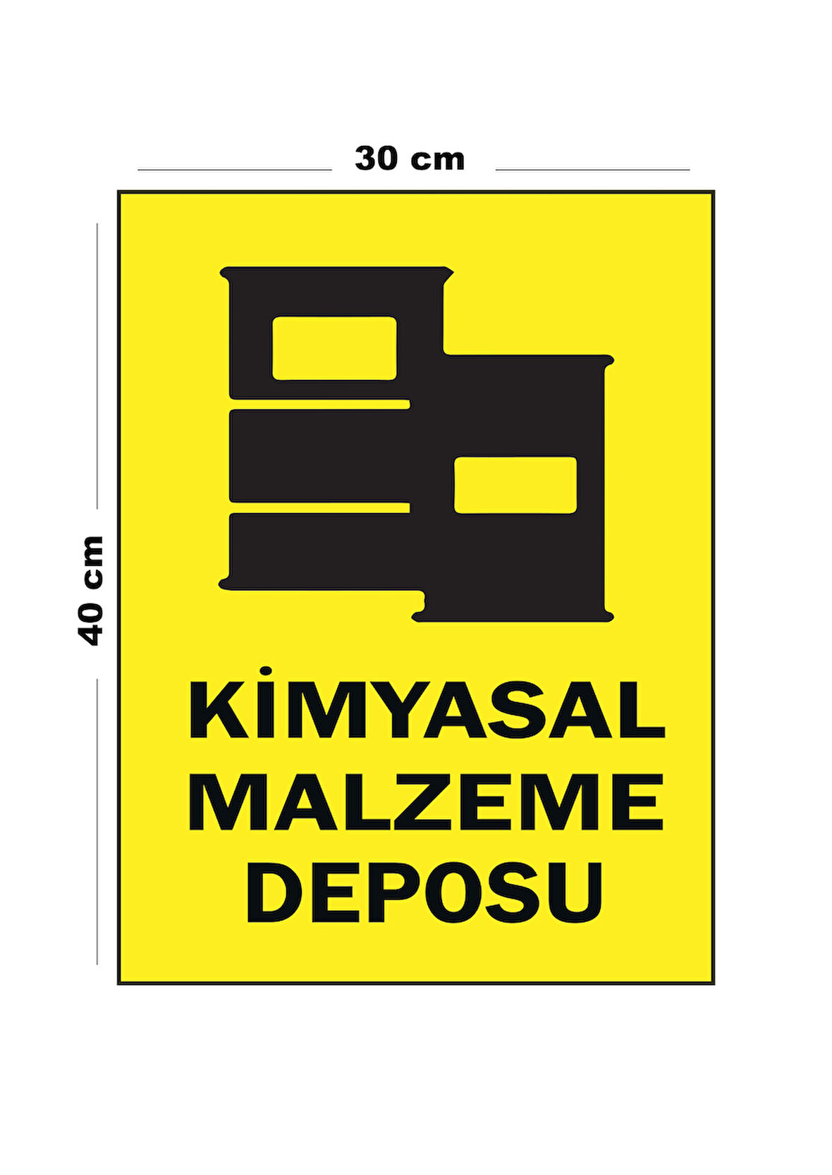 Metal Kimyasal Malzeme Deposu 30 cm x 40 cm A3 Büyüklüğünde Uyarı Levhası Yönlendirme Tabelası