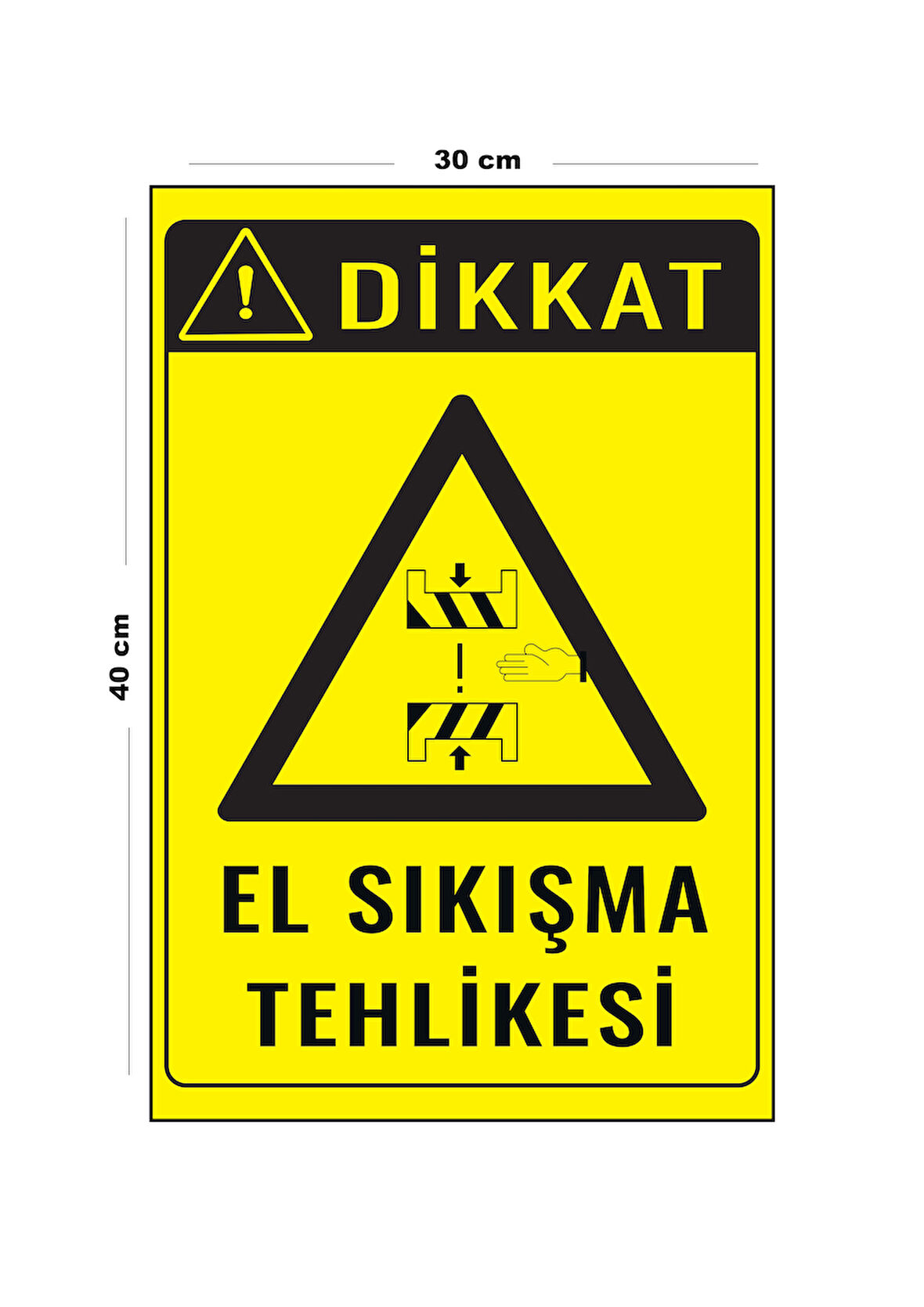 Metal El Sıkışma Tehlikesi 30 cm x 40 cm A3 Büyüklüğünde Uyarı Levhası Yönlendirme Tabelası