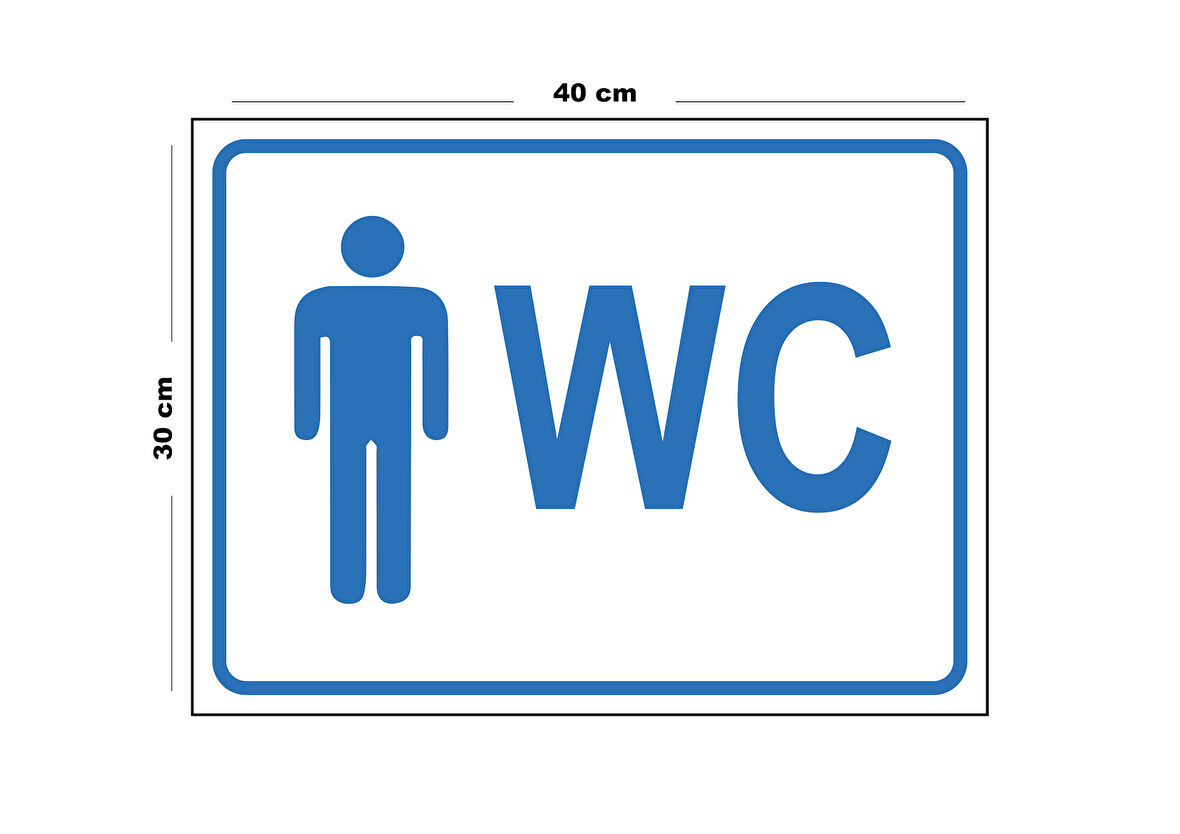 Metal Erkek Wc 30cm x 40cm A3 Büyüklüğünde Uyarı Levhası Yönlendirme Tabelası