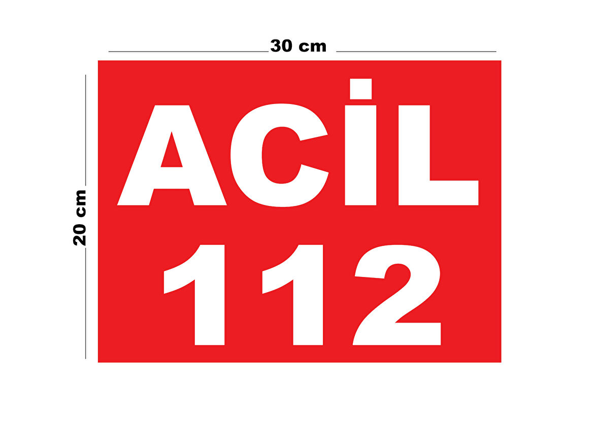 Metal Acil 112 20cm x 30cm A4 Büyüklüğünde Uyarı Levhası Yönlendirme Tabelası