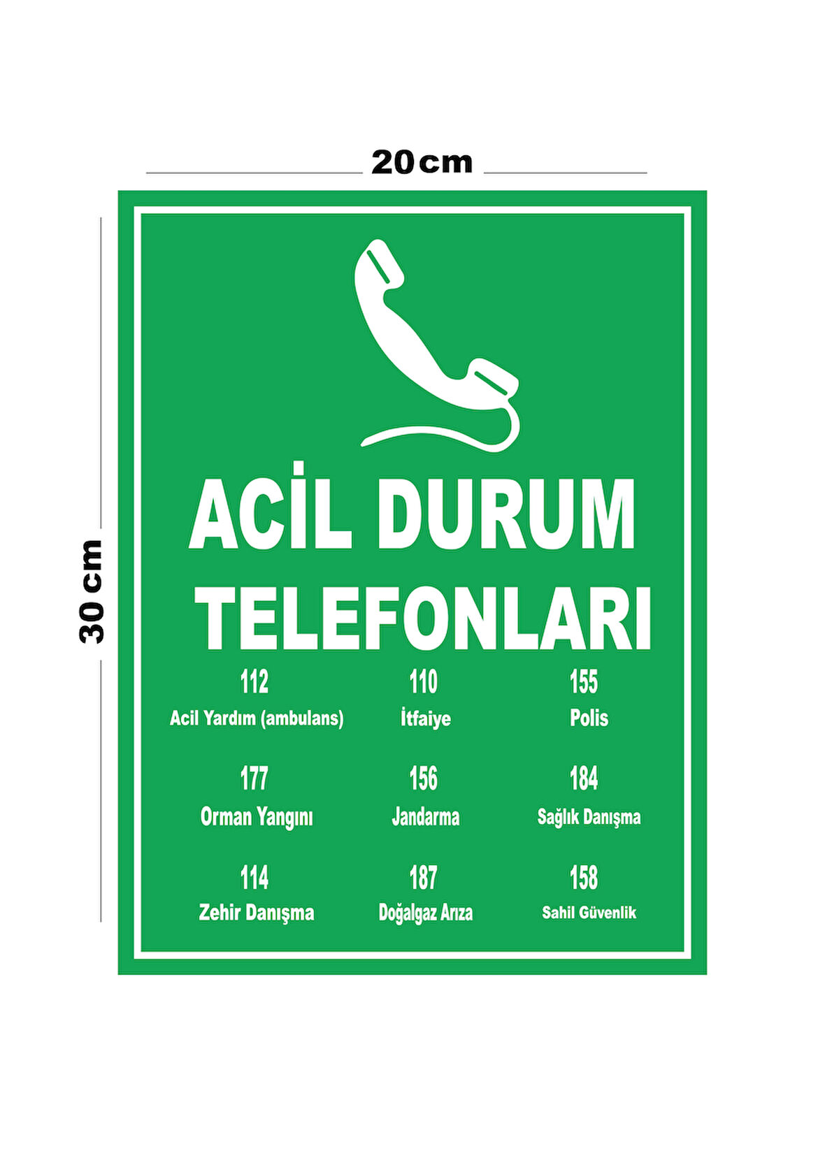 Metal Acil Durum Telefonları 20cm x 30cm A4 Büyüklüğünde Uyarı Levhası Yönlendirme Tabelası