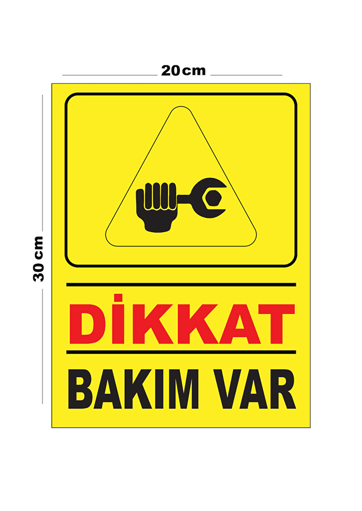 Metal Dikkat Bakım Var 20cm x 30cm A4 Büyüklüğünde Uyarı Levhası Yönlendirme Tabelası