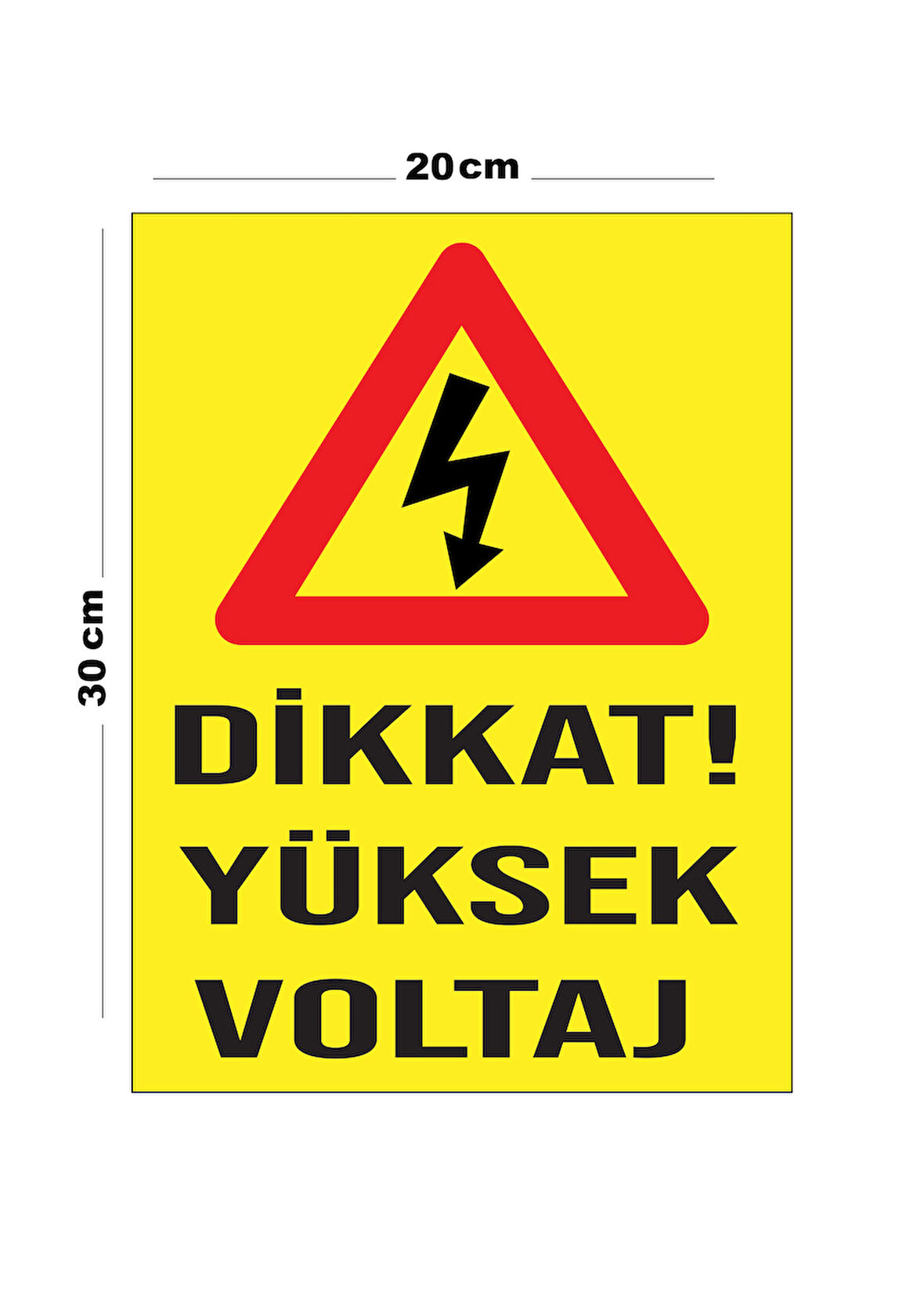Metal Dikkat Yüksek Voltaj 20cm x 30cm A4 Büyüklüğünde Uyarı Levhası Yönlendirme Tabelası