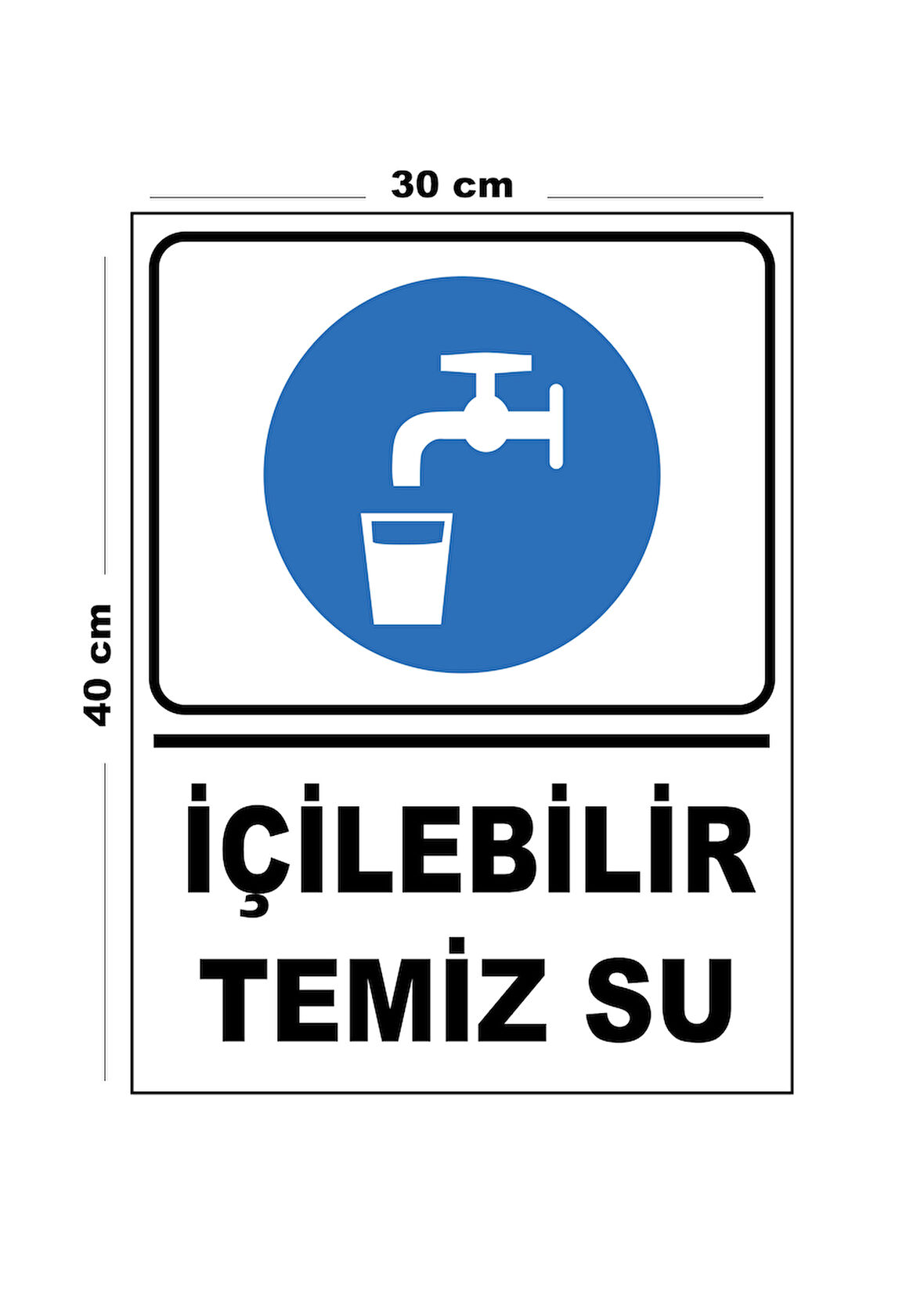 Metal İçilebilir Su 30cm x 40cm A3 Büyüklüğünde Uyarı Levhası Yönlendirme Tabelası