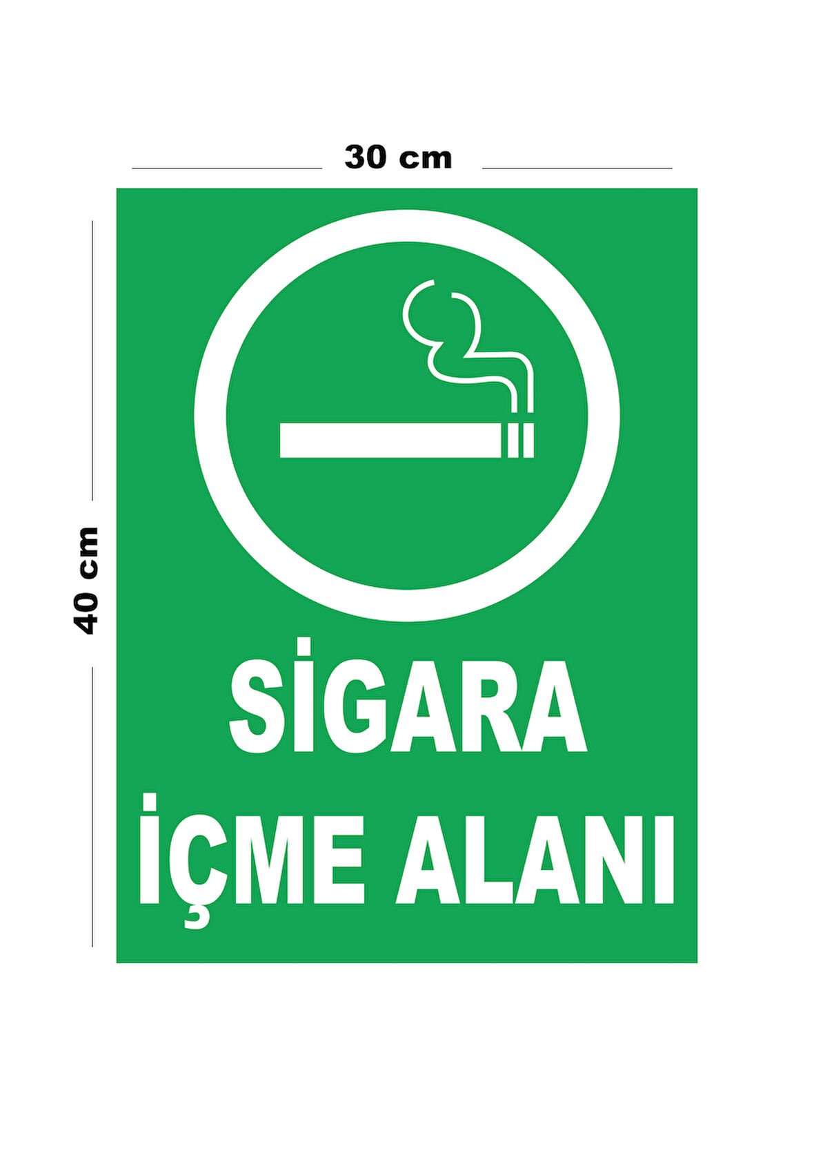 Metal Sigara İçme Alanı 30cm x 40cm A3 Büyüklüğünde Uyarı Levhası Yönlendirme Tabelası