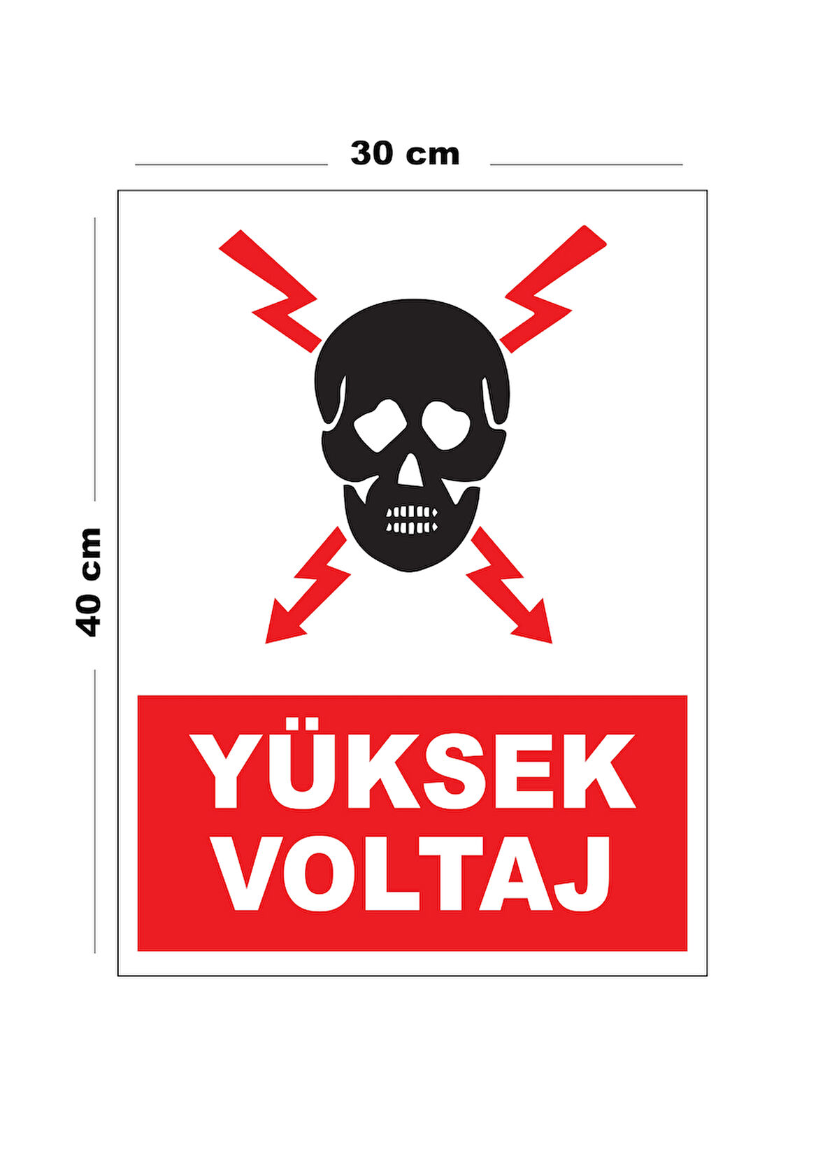 Metal Yüksek Voltaj 30cm x 40cm A3 Büyüklüğünde Uyarı Levhası Yönlendirme Tabelası