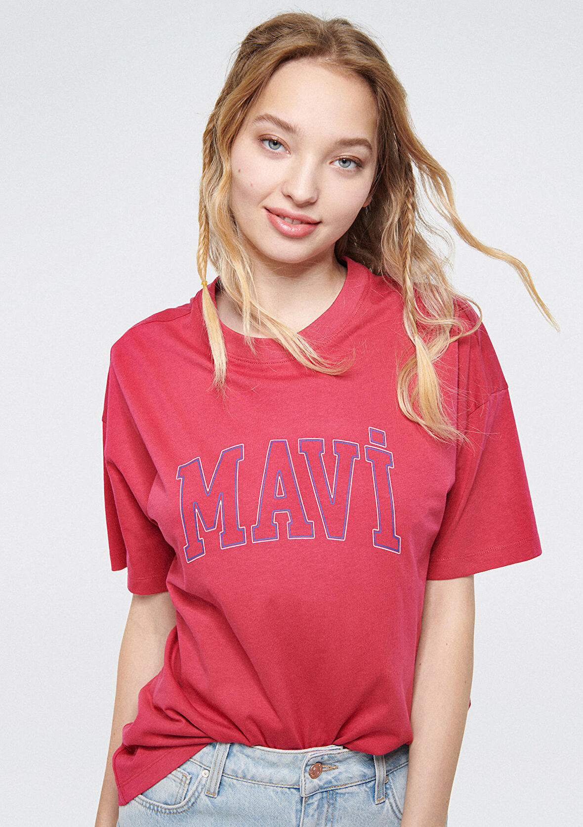 Mavi Logo Baskılı Pembe Tişört 1611193-70931