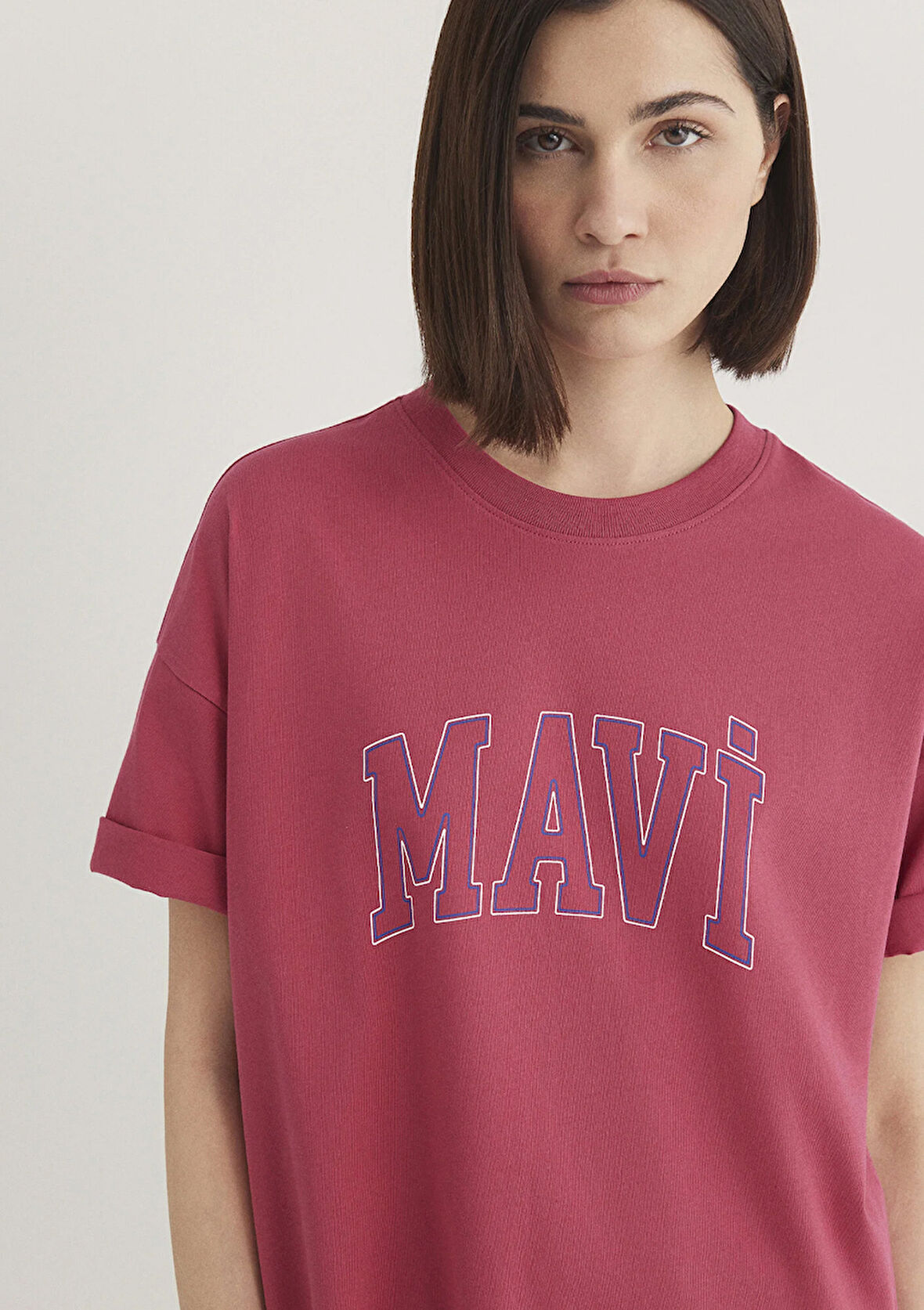 Mavi Logo Baskılı Pembe Tişört 1611193-70931