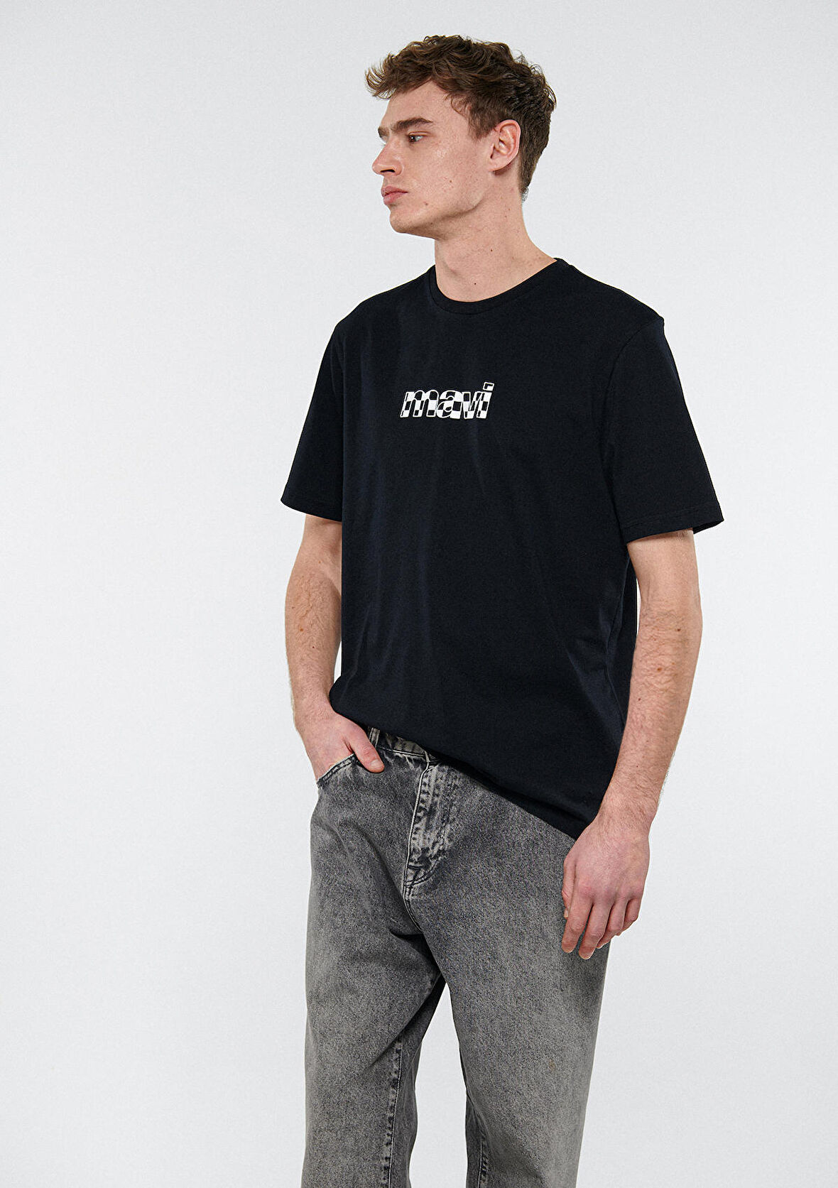 Mavi Logo Baskılı Siyah Tişört 0611323-900