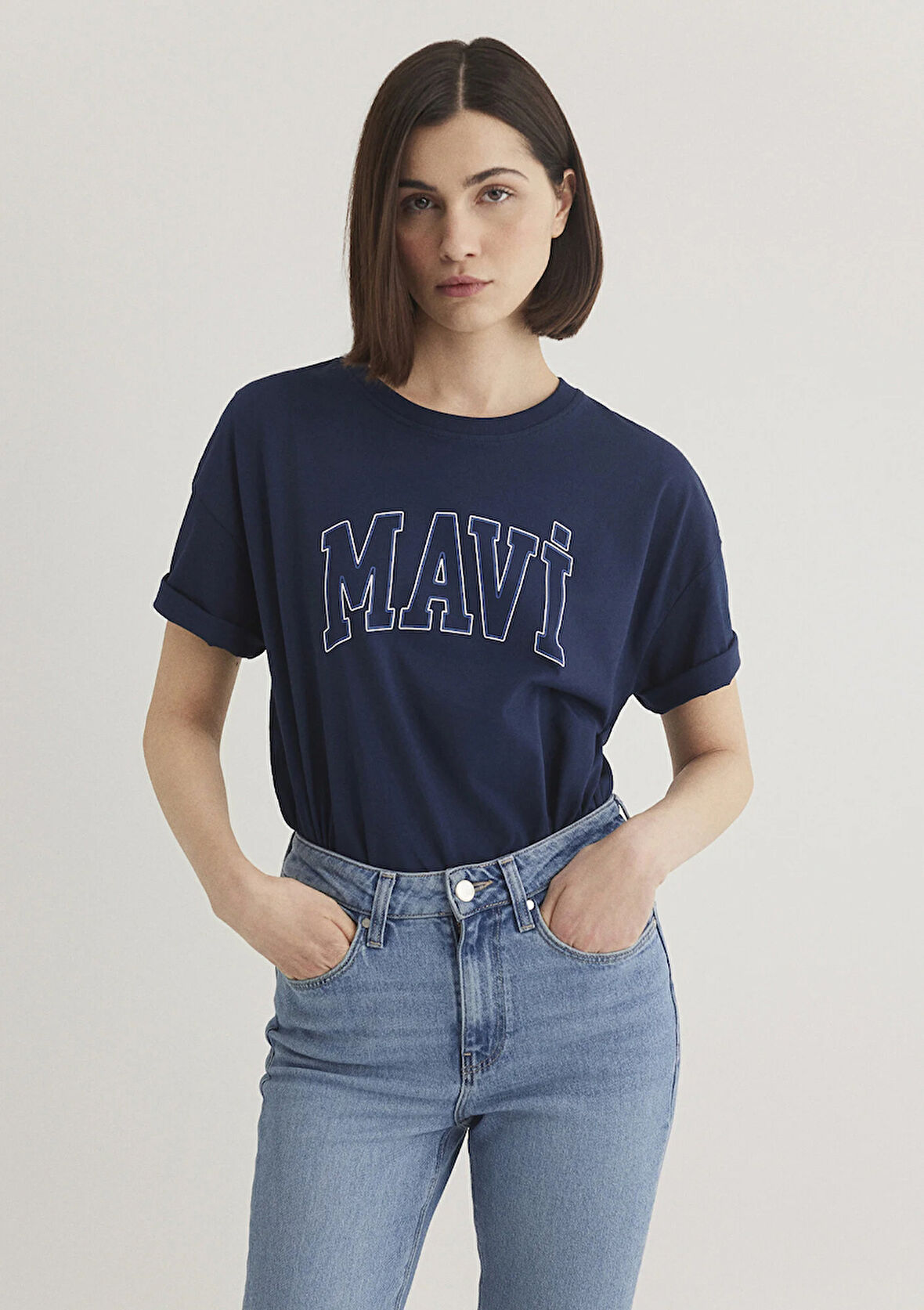 Mavi Logo Baskılı Lacivert Tişört 1611193-70488