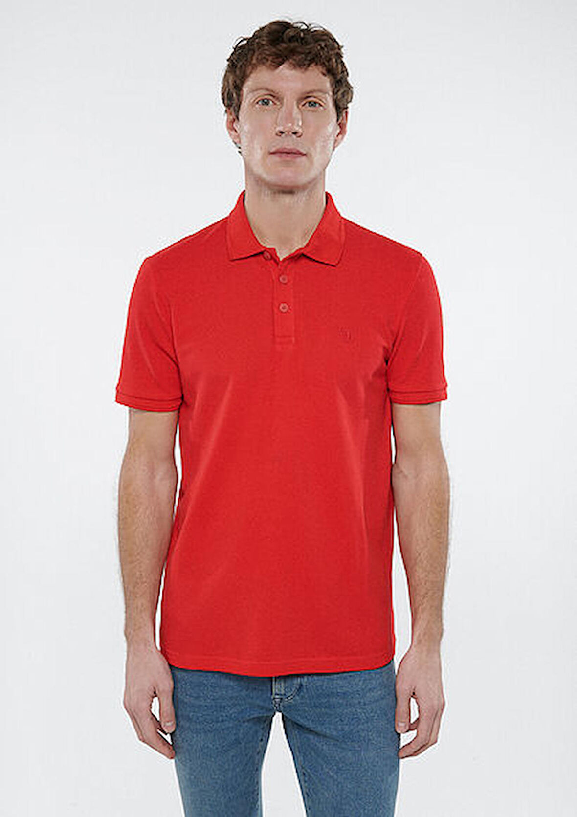 M064946-33099 Polo Mavi Erkek T-Shirt Çin Kırmızısı