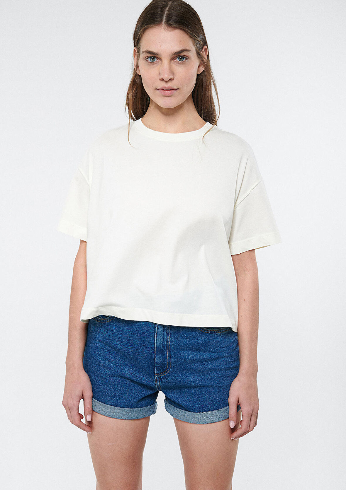 Mavi Beyaz Basic Tişört 1611651-80194