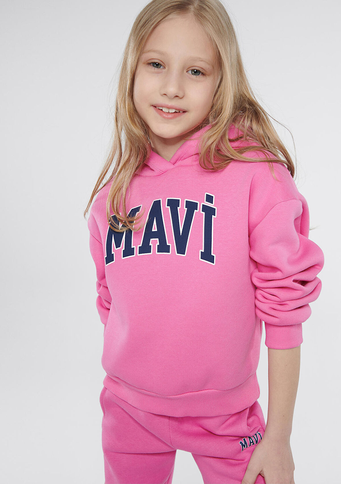 Mavi Logo Baskılı Kapüşonlu Pembe Sweatshirt 7610035-70982