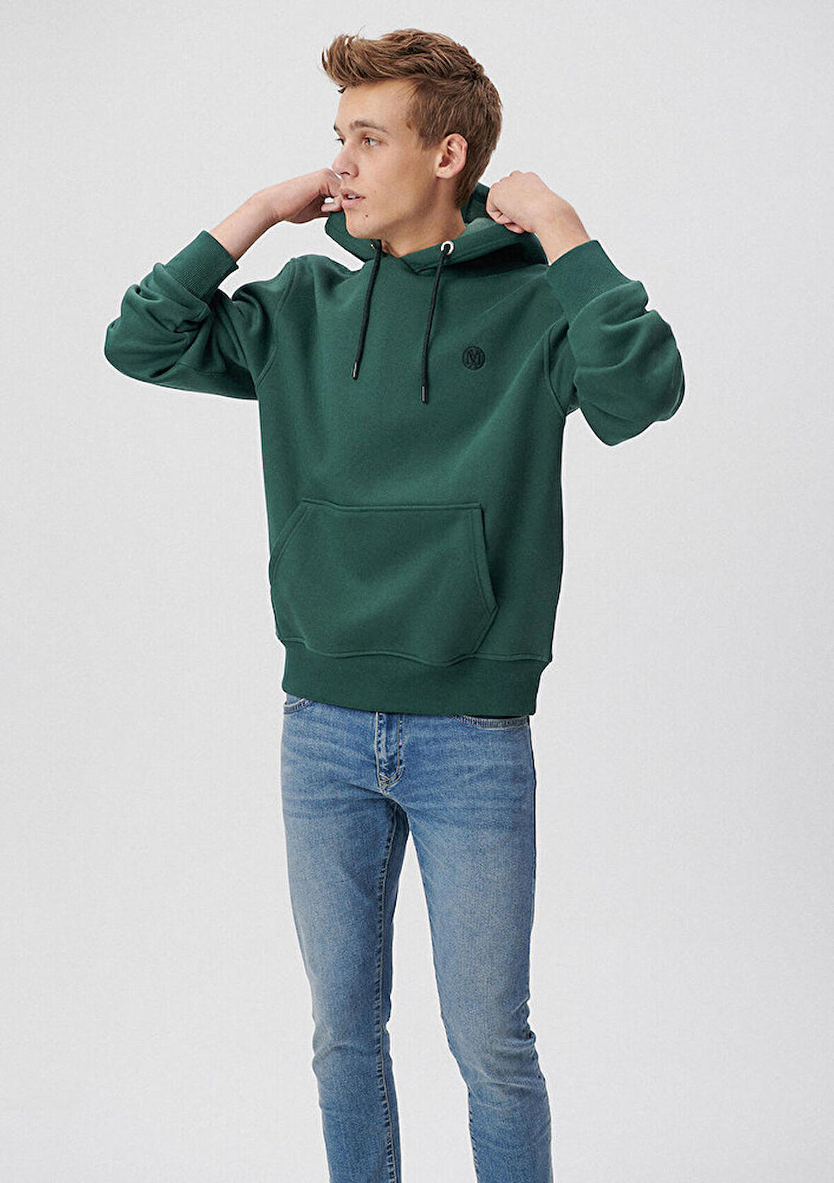 Mavi Kapüşonlu Yeşil Basic Sweatshirt 065809-71580