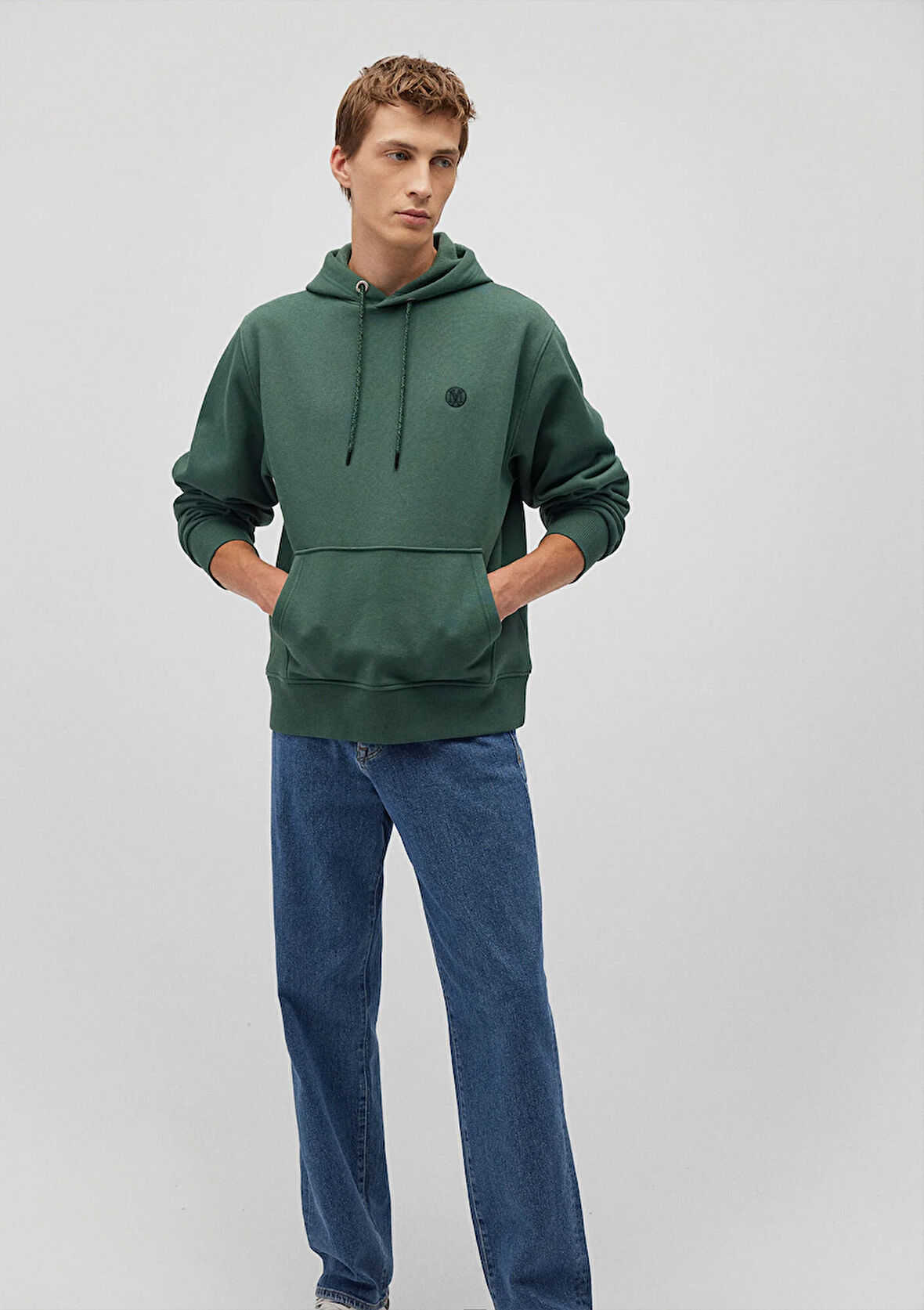 Mavi Logo Nakışlı Kapüşonlu Yeşil Sweatshirt 065809-71580