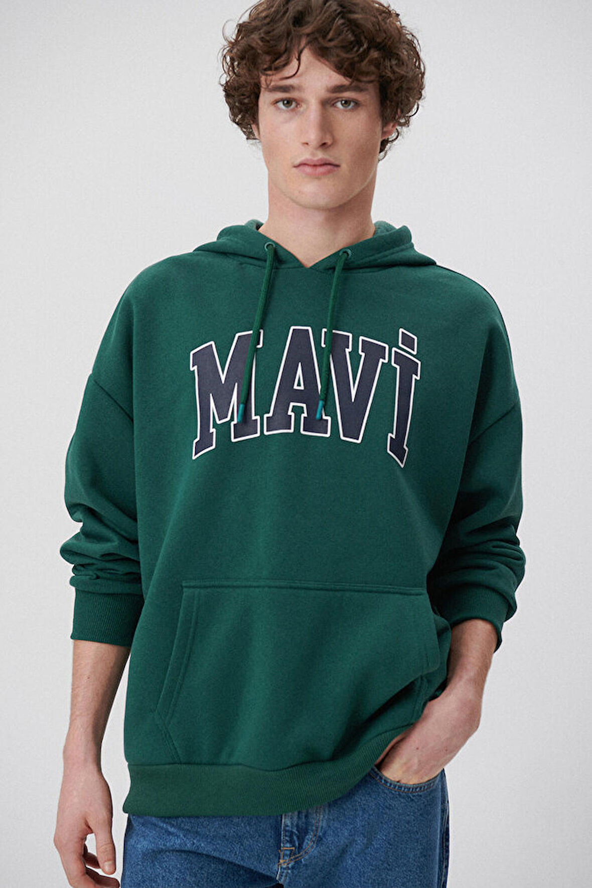 Mavi Logo Baskılı Kapüşonlu Yeşil Sweatshirt 067149-71874