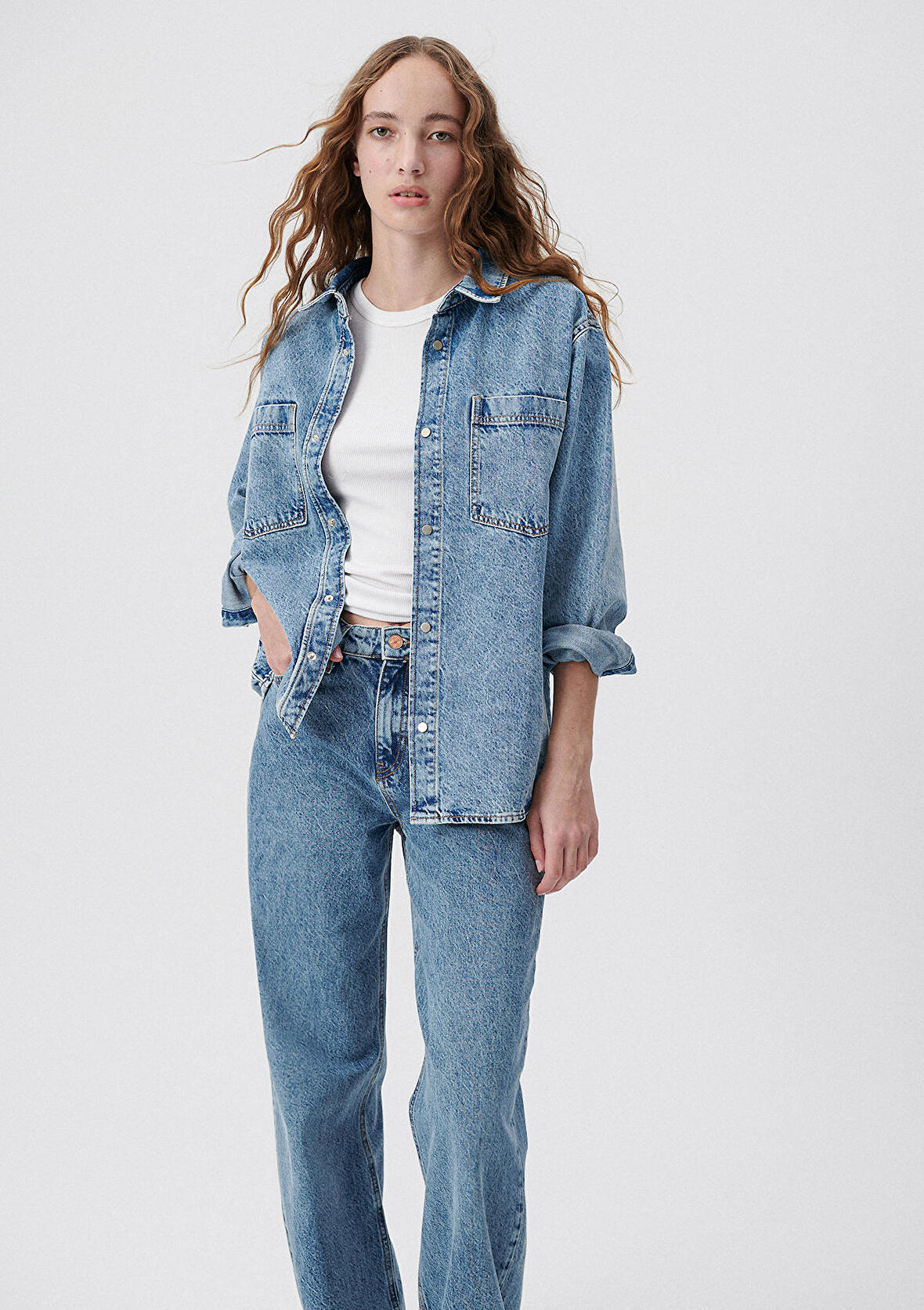 Alin Açık Mavi Street Jean Gömlek 1210385-85295