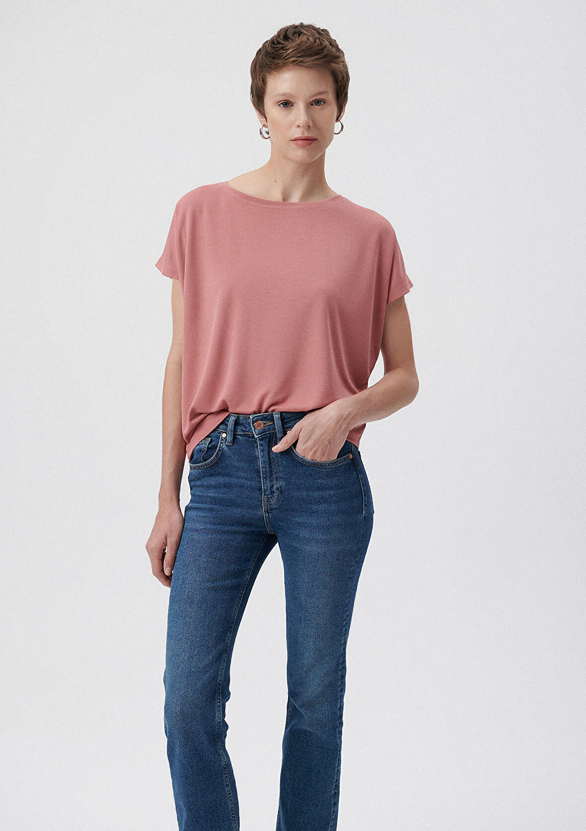 Mavi Lux Touch Pembe Modal Tişört 167245-71072