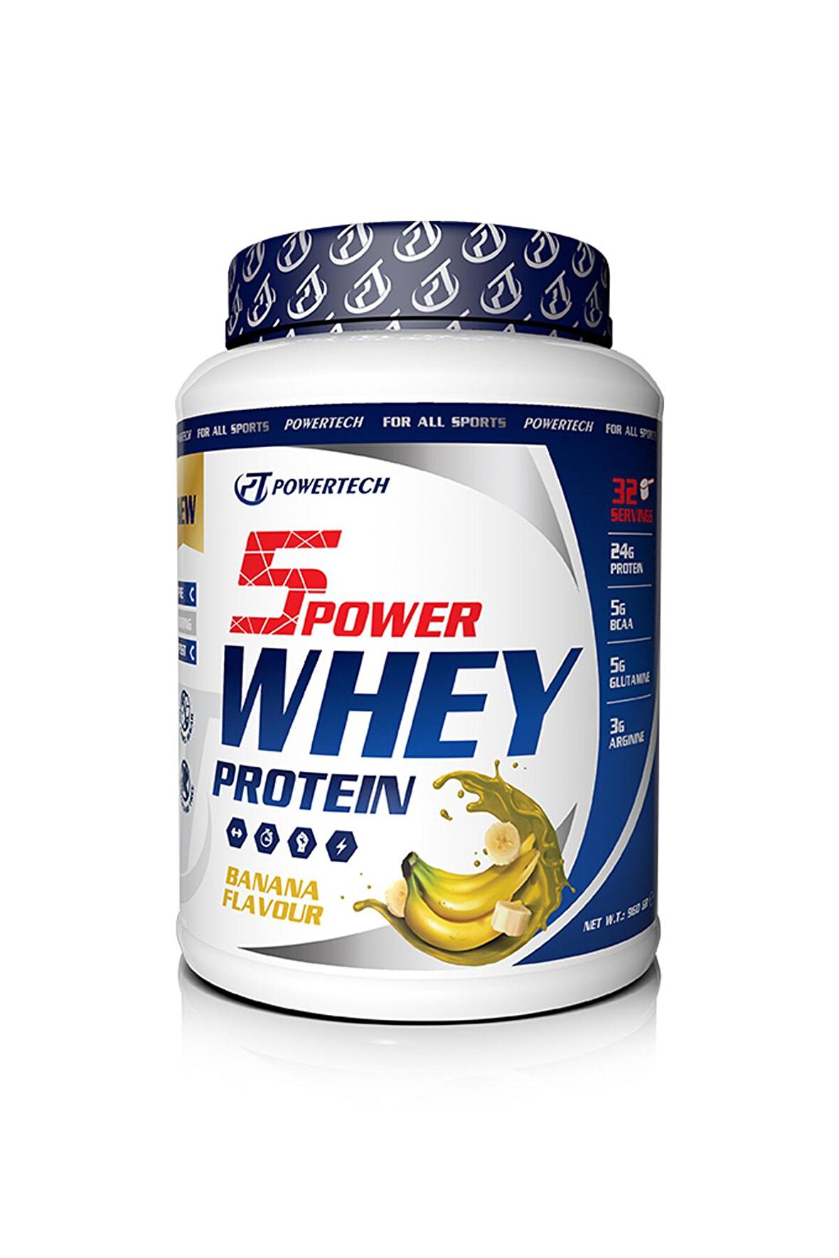 5Power Whey Protein 960 Gr Muz Aromalı Protein Tozu