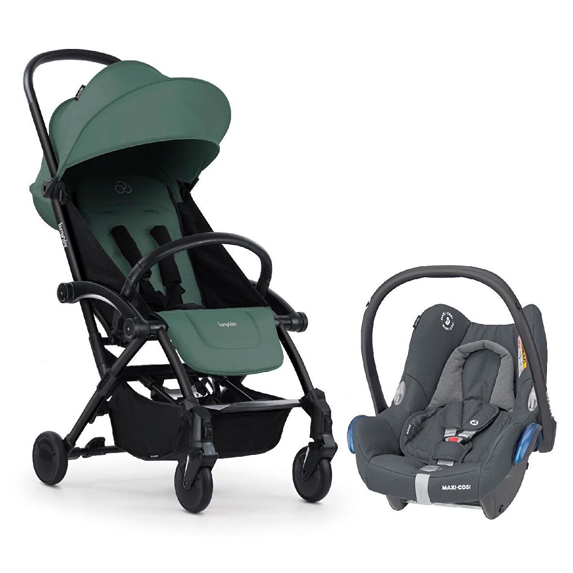 Bumprider Connect 3 Bebek Arabası Black-Olive / Cabriofix Oto Koltuğu Essential Black