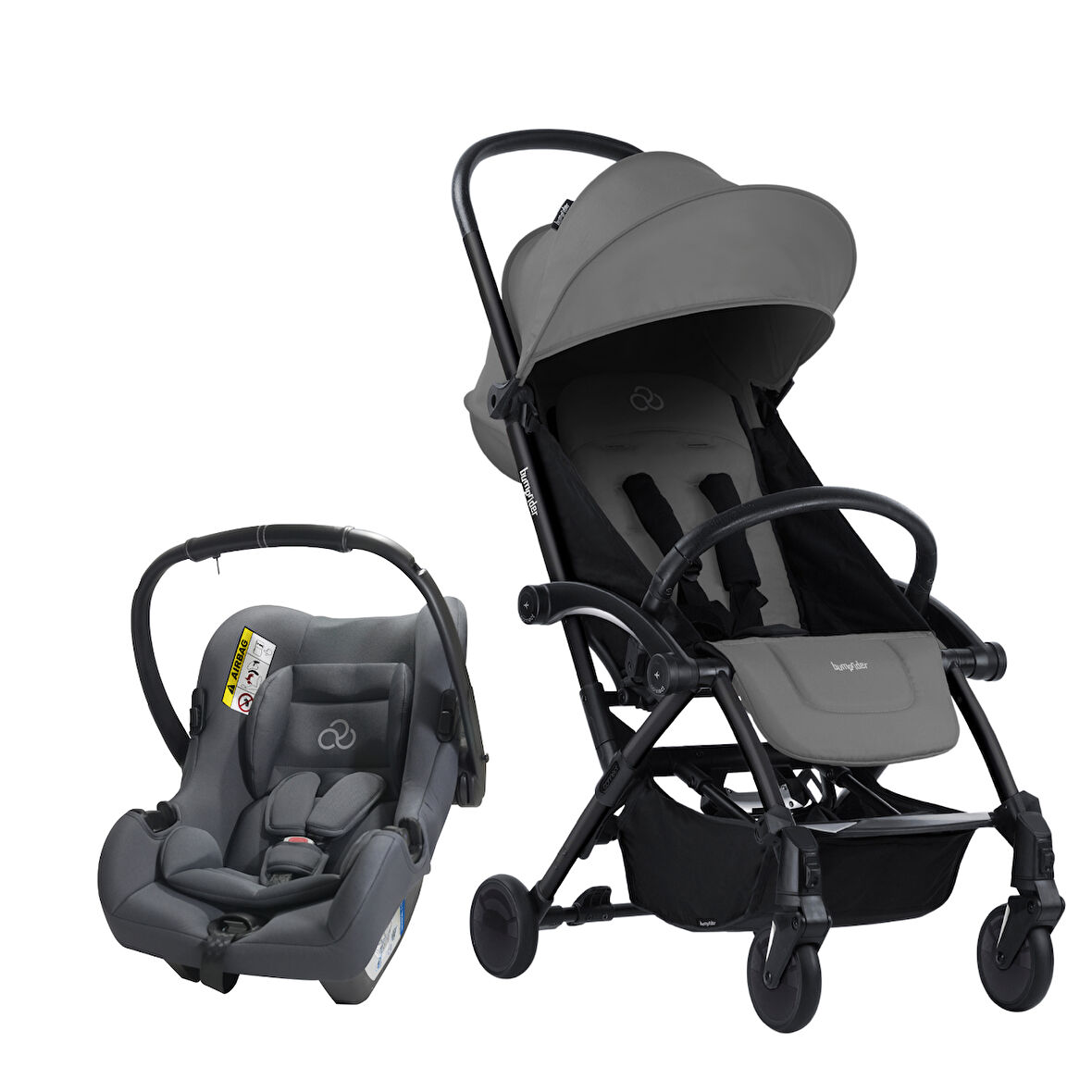 Bumprider Connect 3 Black-Grey Bebek Arabası / Connect TRN Grup 0+ Oto Koltuğu / Grey