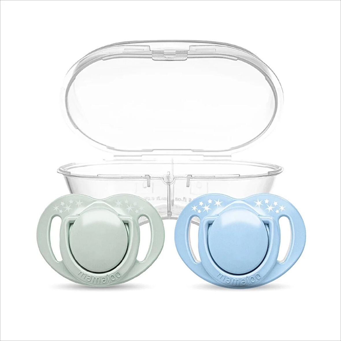 Mamajoo Ortodontik Silikon Emzik 2'li Powder Green&Blue 6+ Ay (Sterilizasyon/Saklama Kutulu)