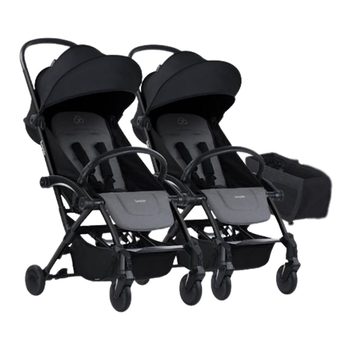 Bumprider Connect³ İkiz Bebek Arabası / Black - Grey Melange & Yan Düzenleyici Çanta Hediyeli