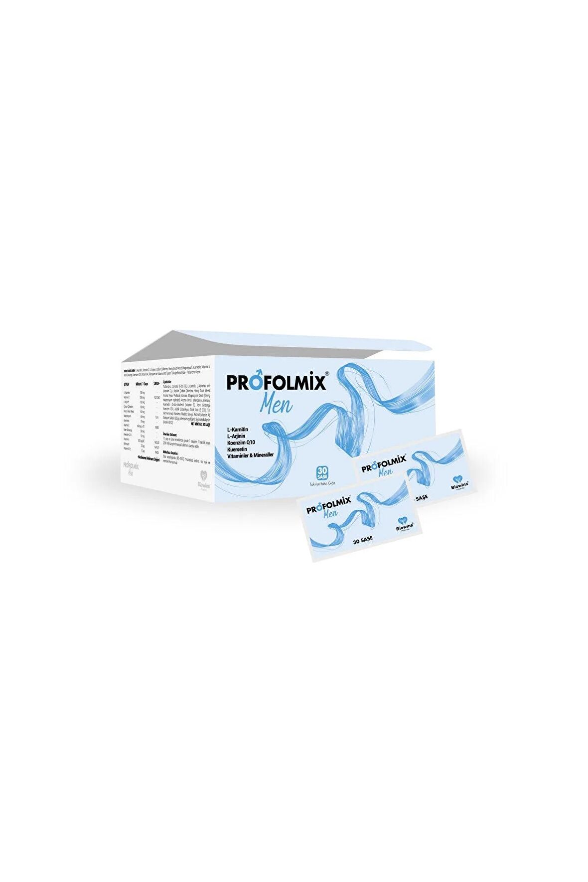 Profolmix Men L-Karnitin,L-Arjinin,Magnezyum, Kuersetin,Ginseng,Koenzim Q10,Selenyum, Vit. B12,C,A,E