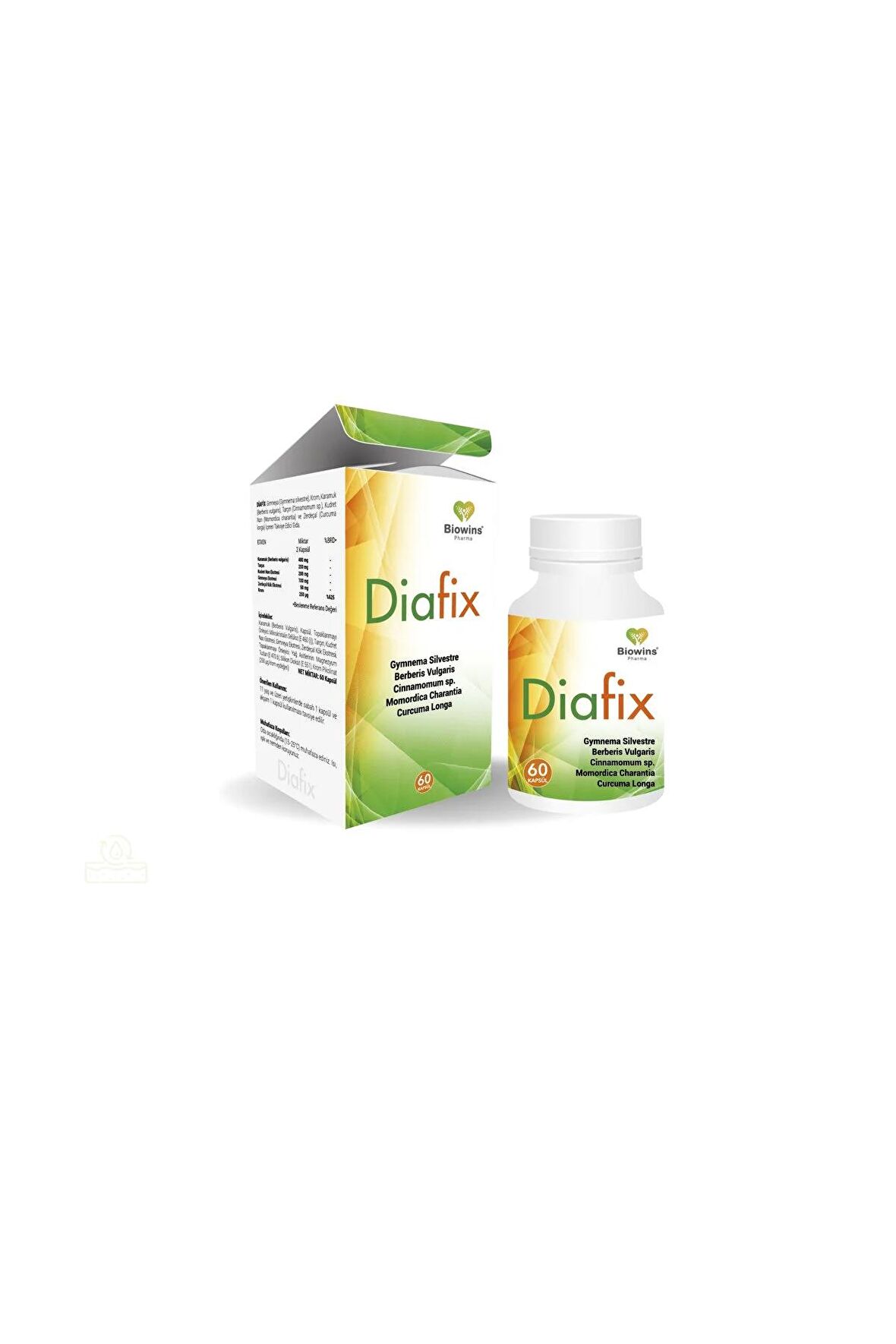 Diafix Berberini Gimneya, Krom, Tarçın, Kudret Narı ve Zerdeçal İçeren 60 kapsül Takviye Edici Gıda