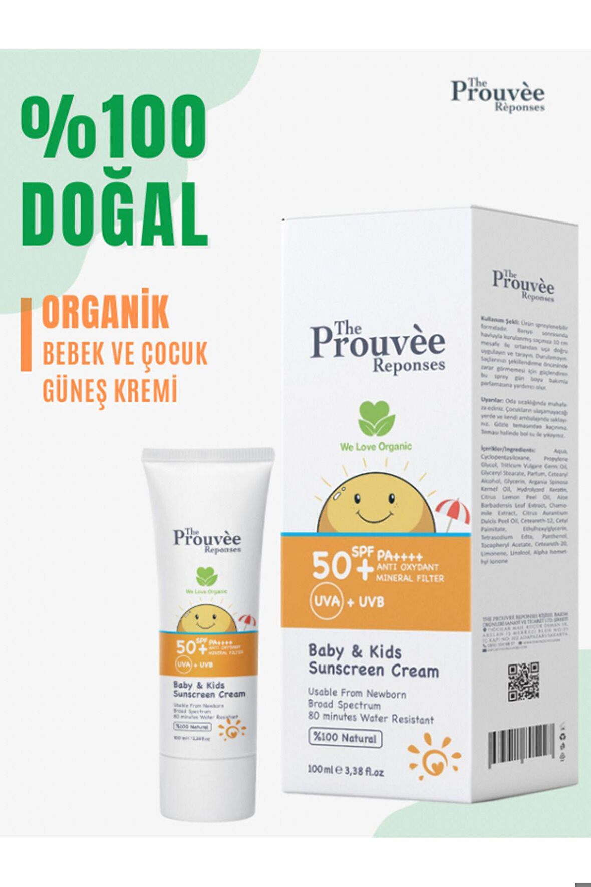 THE PROUVEE REPONSES 50 SPF BEBEK ÇOCUK GÜNEŞ KREMİ 100ML