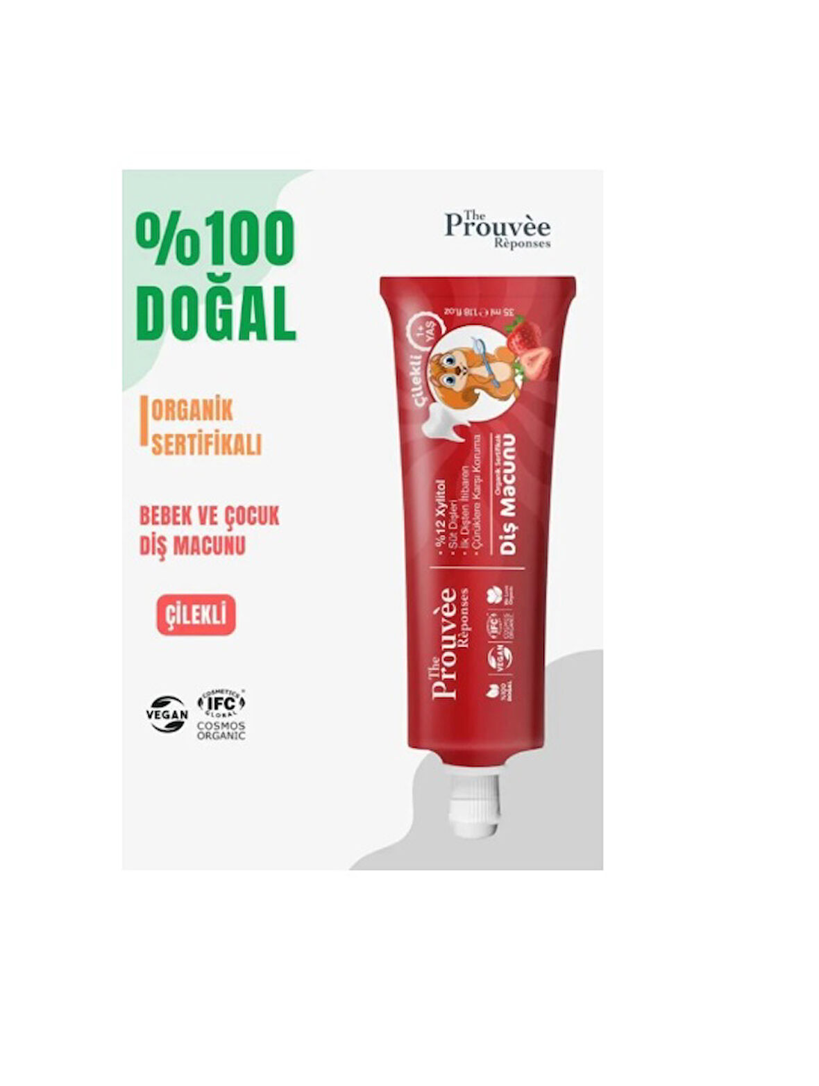 The Prouvee Réponses Organik Bebek & Çocuk Diş Macunu Çilekli 35 ml