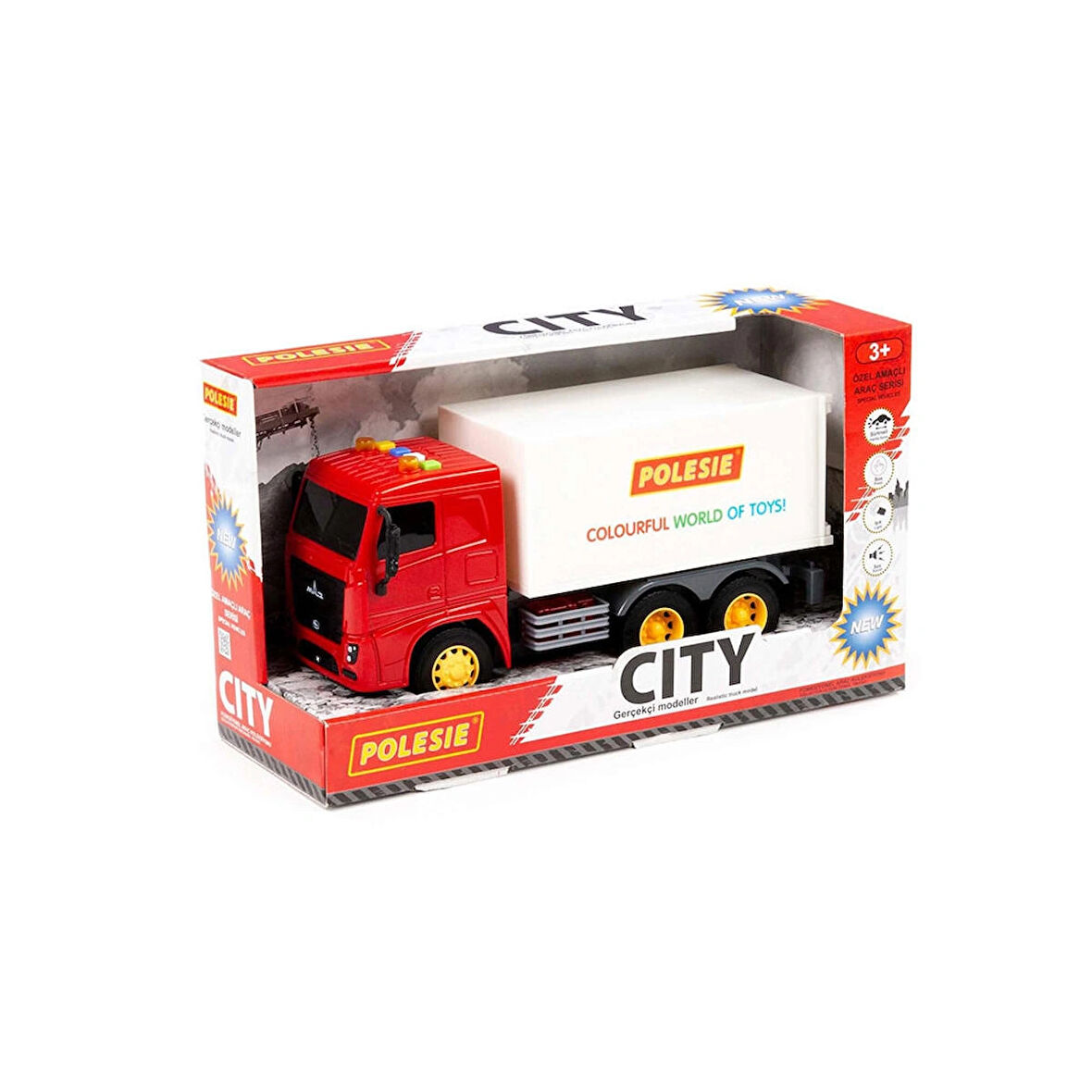 Polesie City  Işıklı ve Sesli Beyaz Kapalı Kasa Kamyon 22x12x9 cm