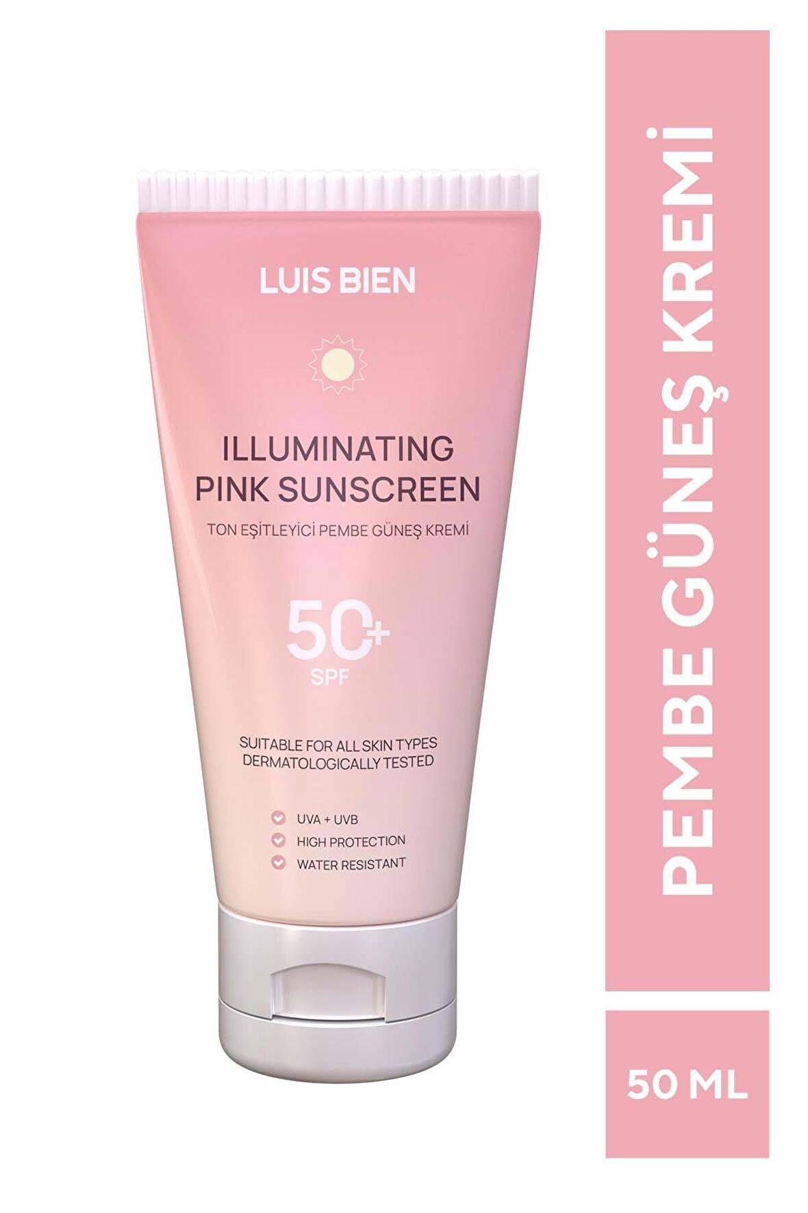 Luis Bien Ton Eşitleyici SPF 50+ Tüm Ciltler İçin Yüksek Korumalı Pembe Güneş Kremi 50 ml