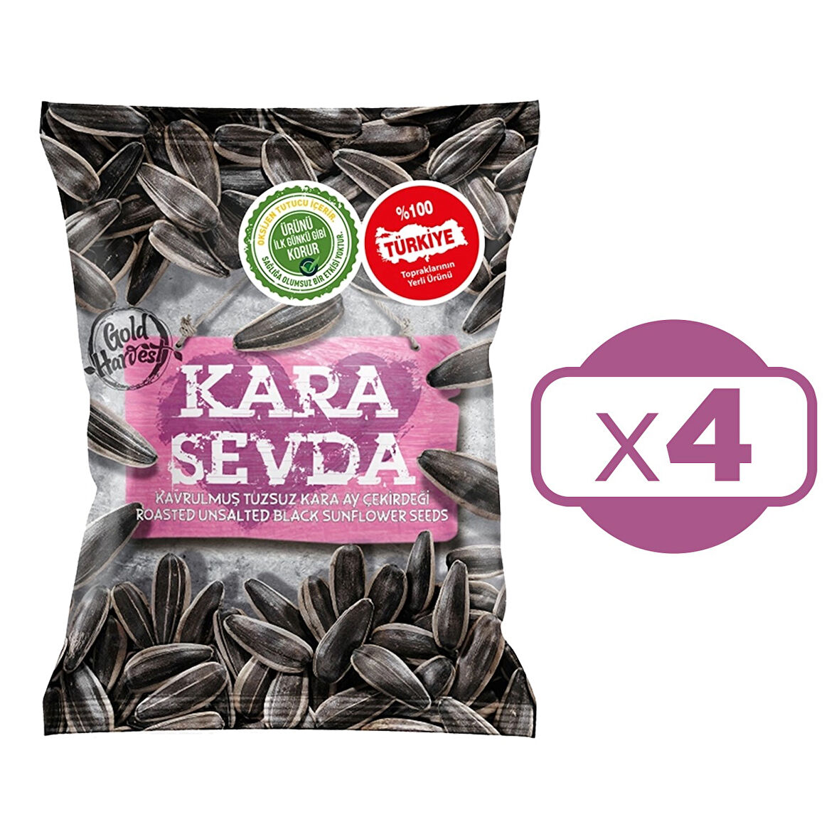 Kara Sevda Ay Çekirdeği 225 gr Tuzsuz x 4 Paket (1 kg)