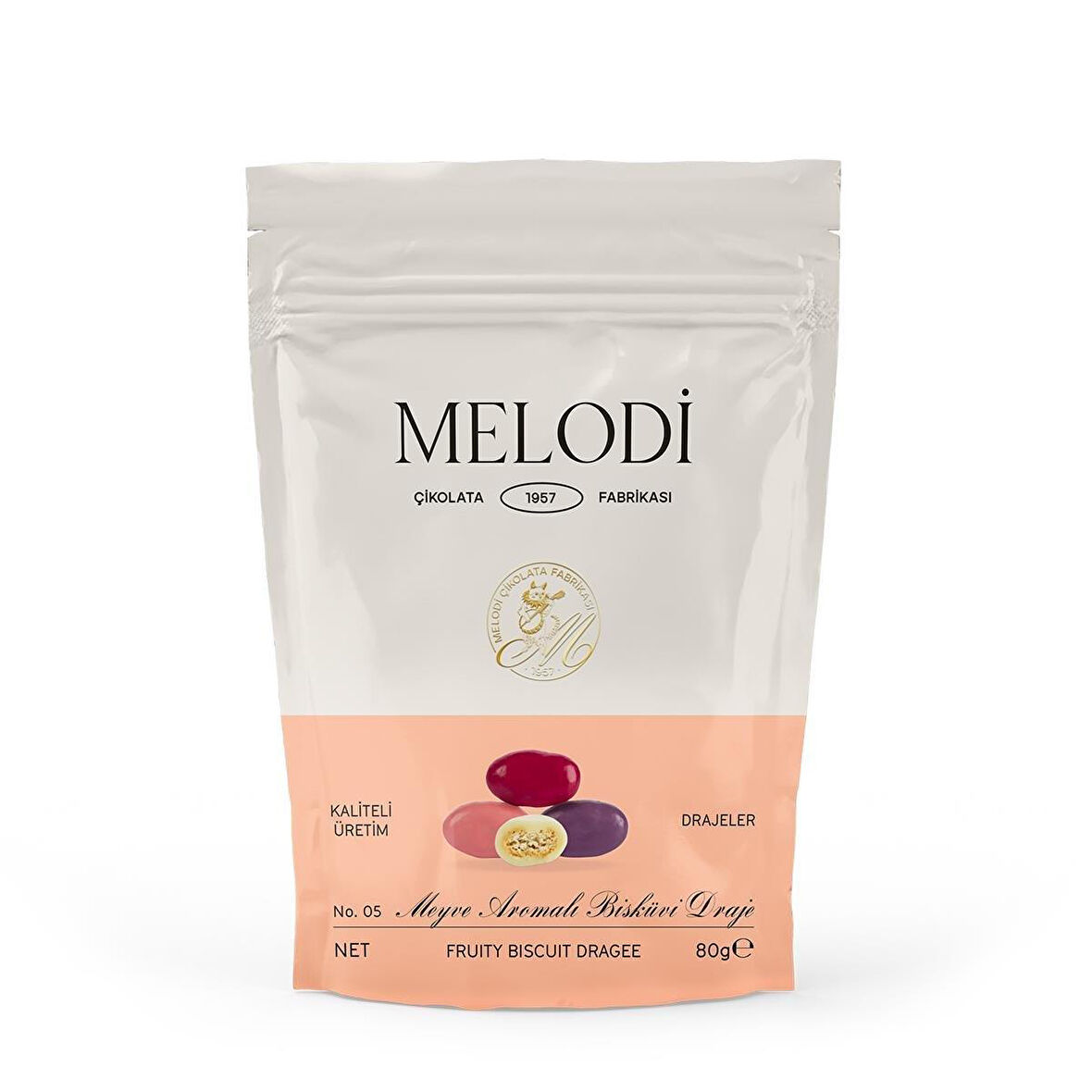 Melodi Çikolata Meyve Aromalı Bisküvi Draje 80g