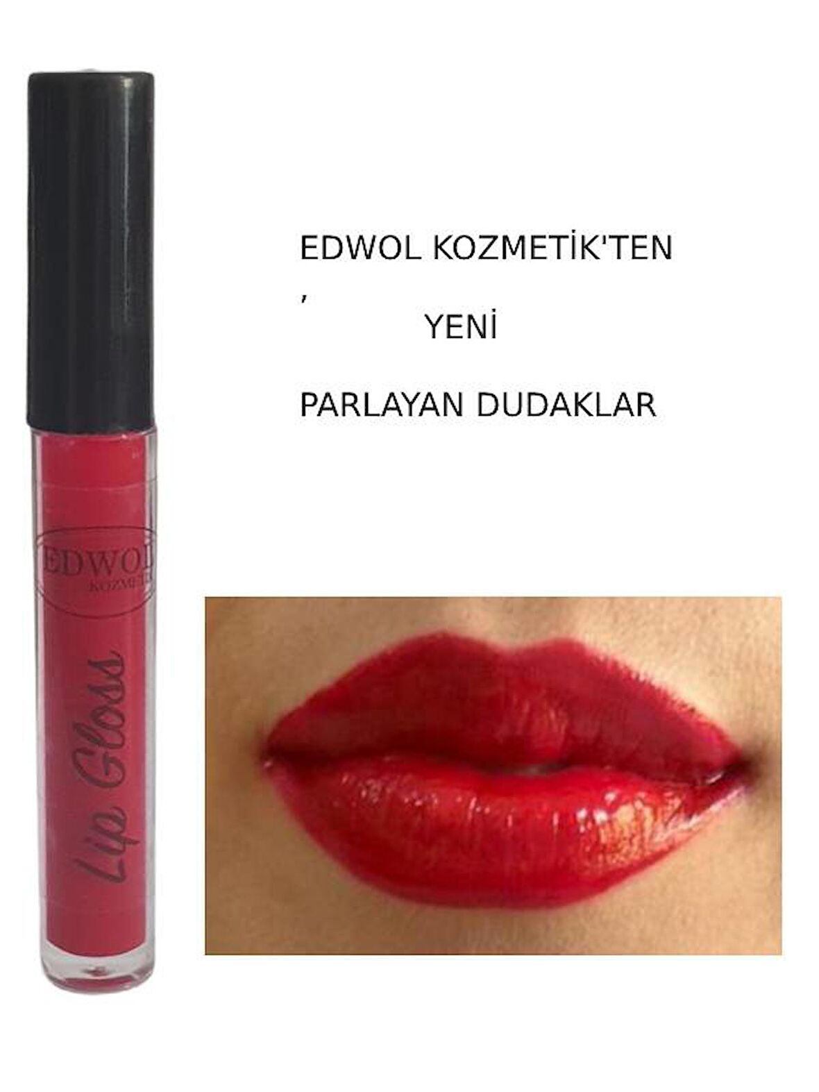 Edwol Make Up Likit Işıldayan Parlak Kırmızı Ruj