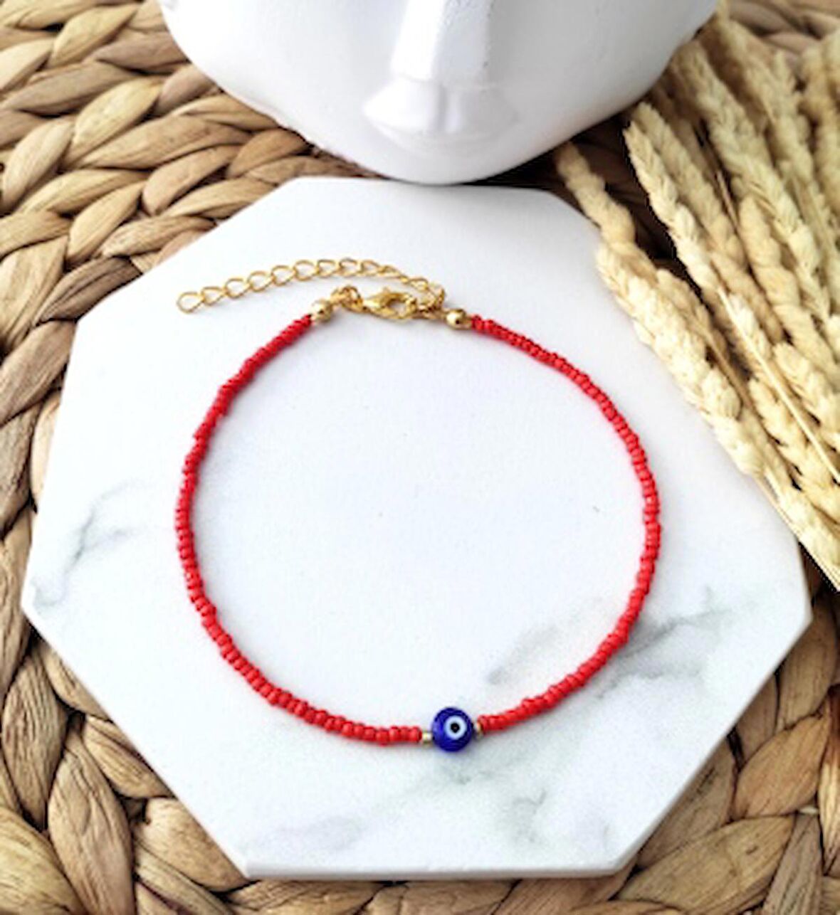 Kırmızı Nazar Boncuklu Halhal