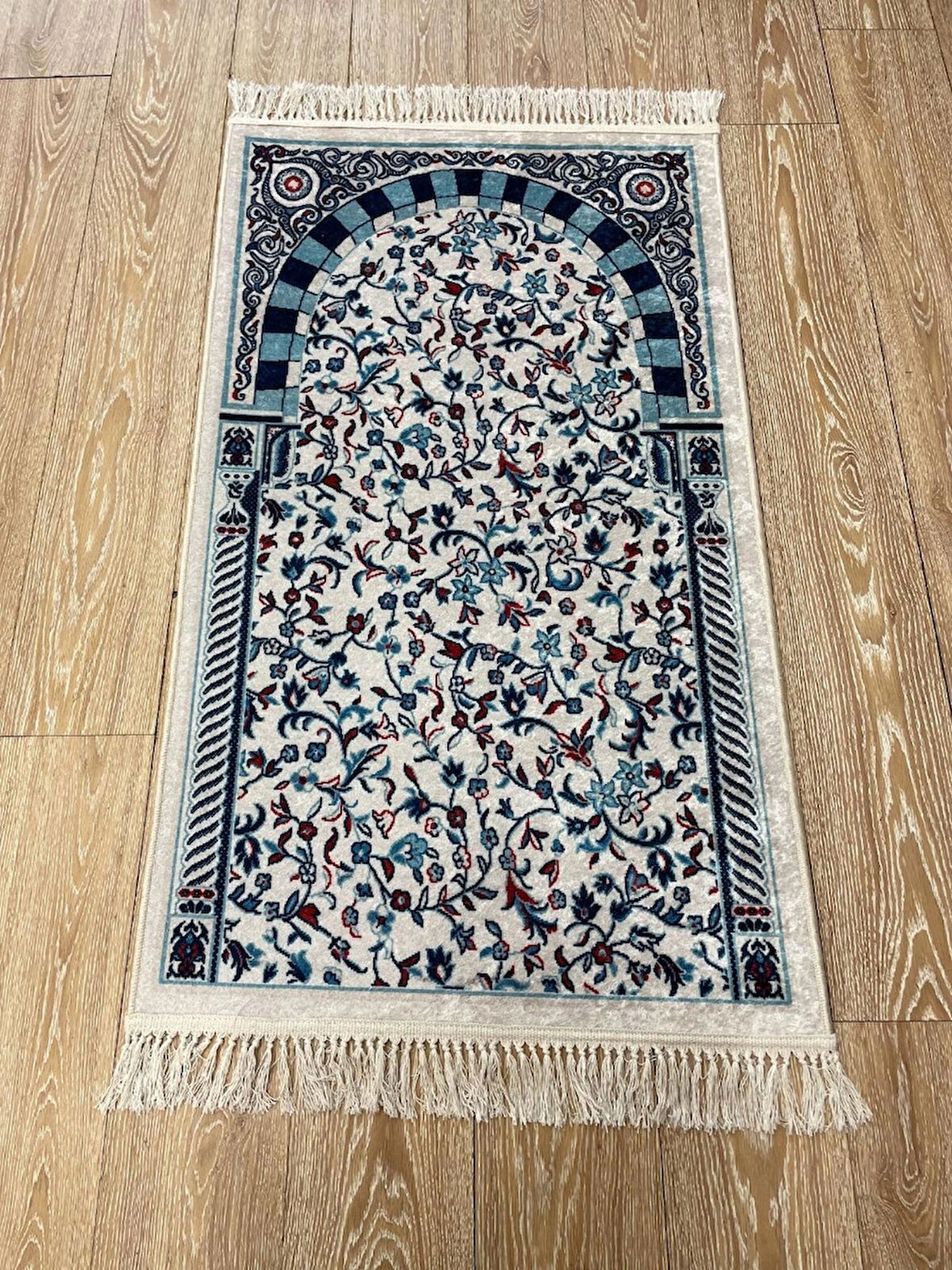 Seccade Saçaklı (lateks Taban) 75x125 Ebat - Mavi