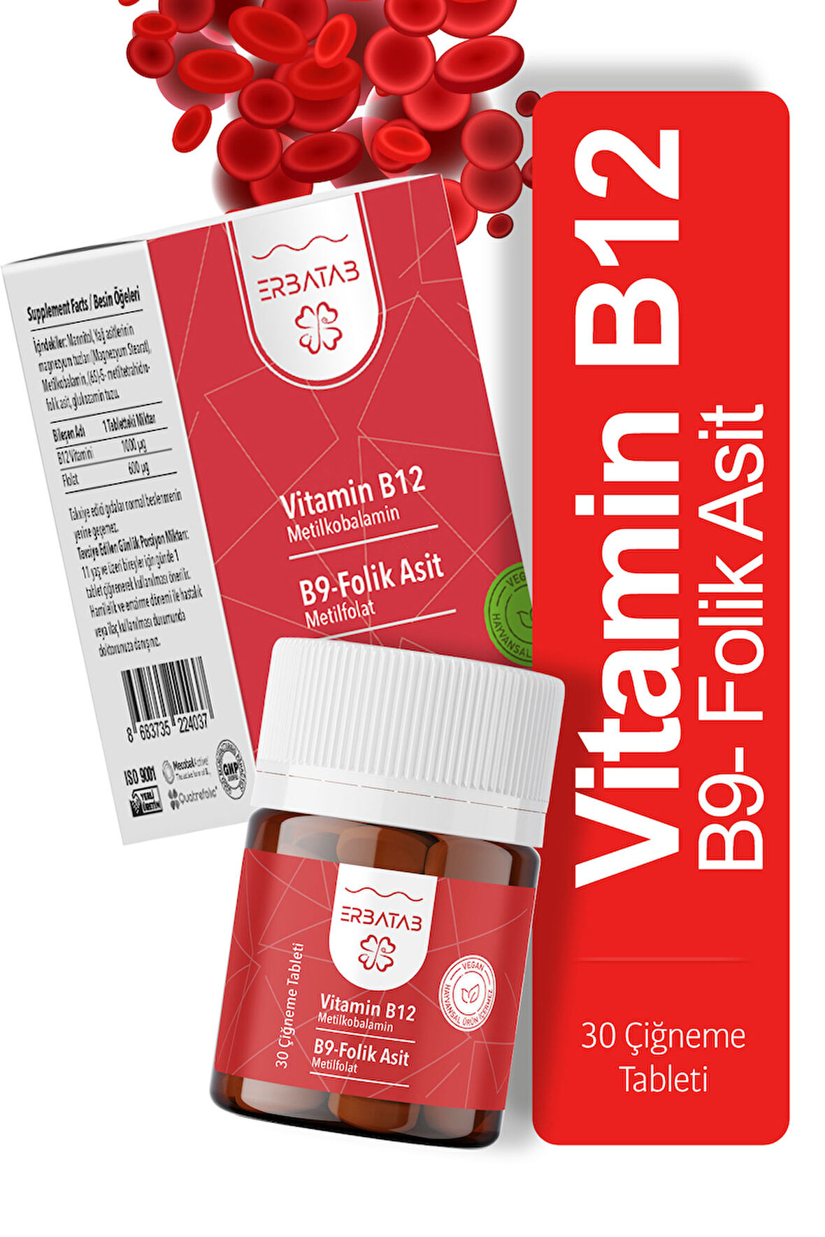 Erbatab Vitamin B12- Folik Asit B9-Metilkobalamin-Metilfolat
