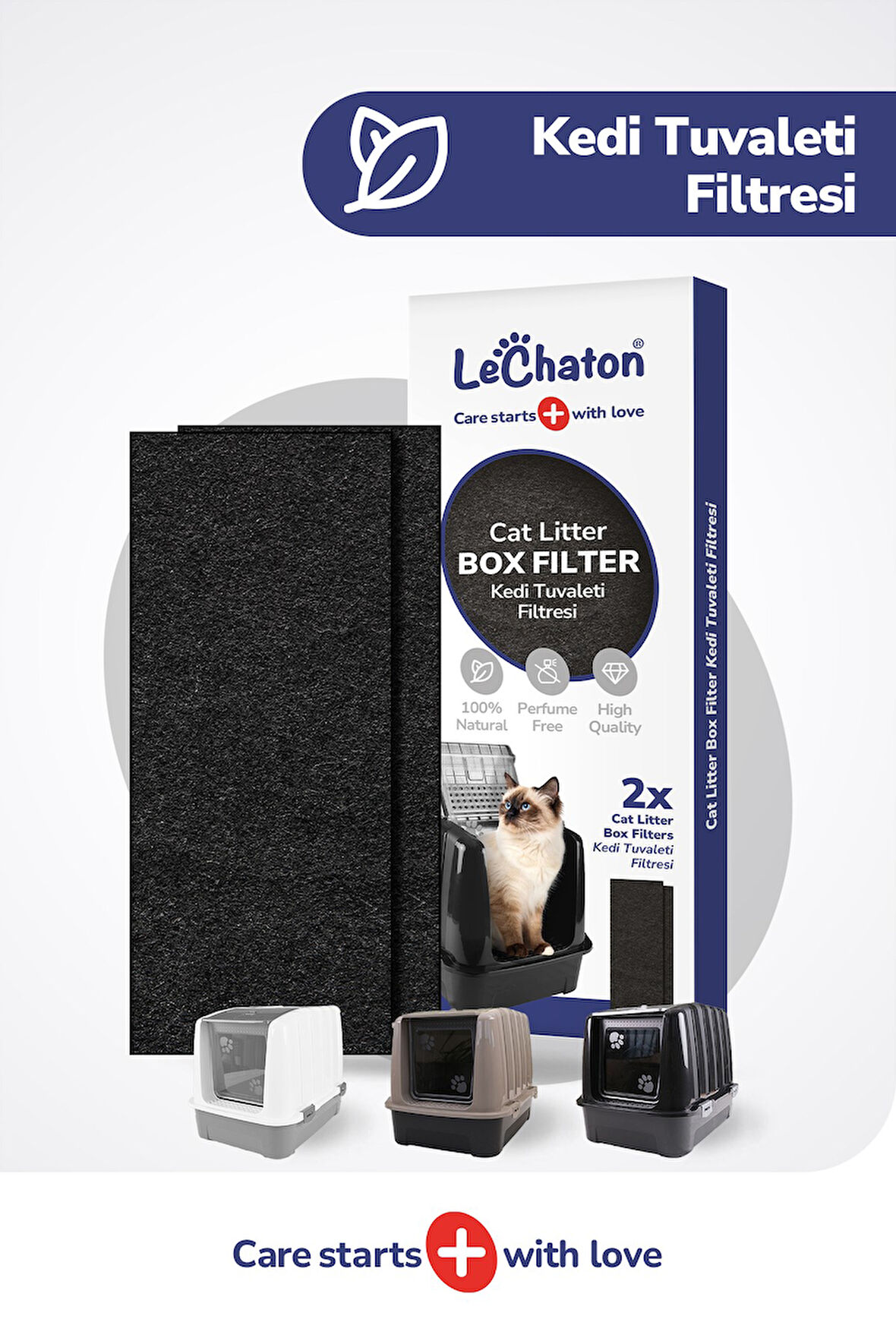 Lüks Kapalı Kedi Tuvaleti Için 2'li Filtre Dikdörtgen 6,5x18 cm (3 mm)