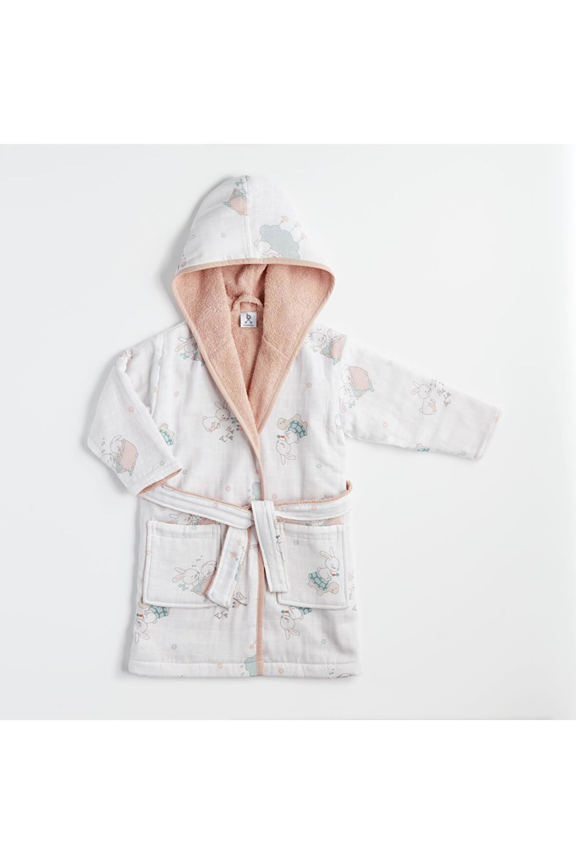 Gezenbebe Hero Müslin & Havlu Desenli Bebek Çocuk Bornoz Bunny