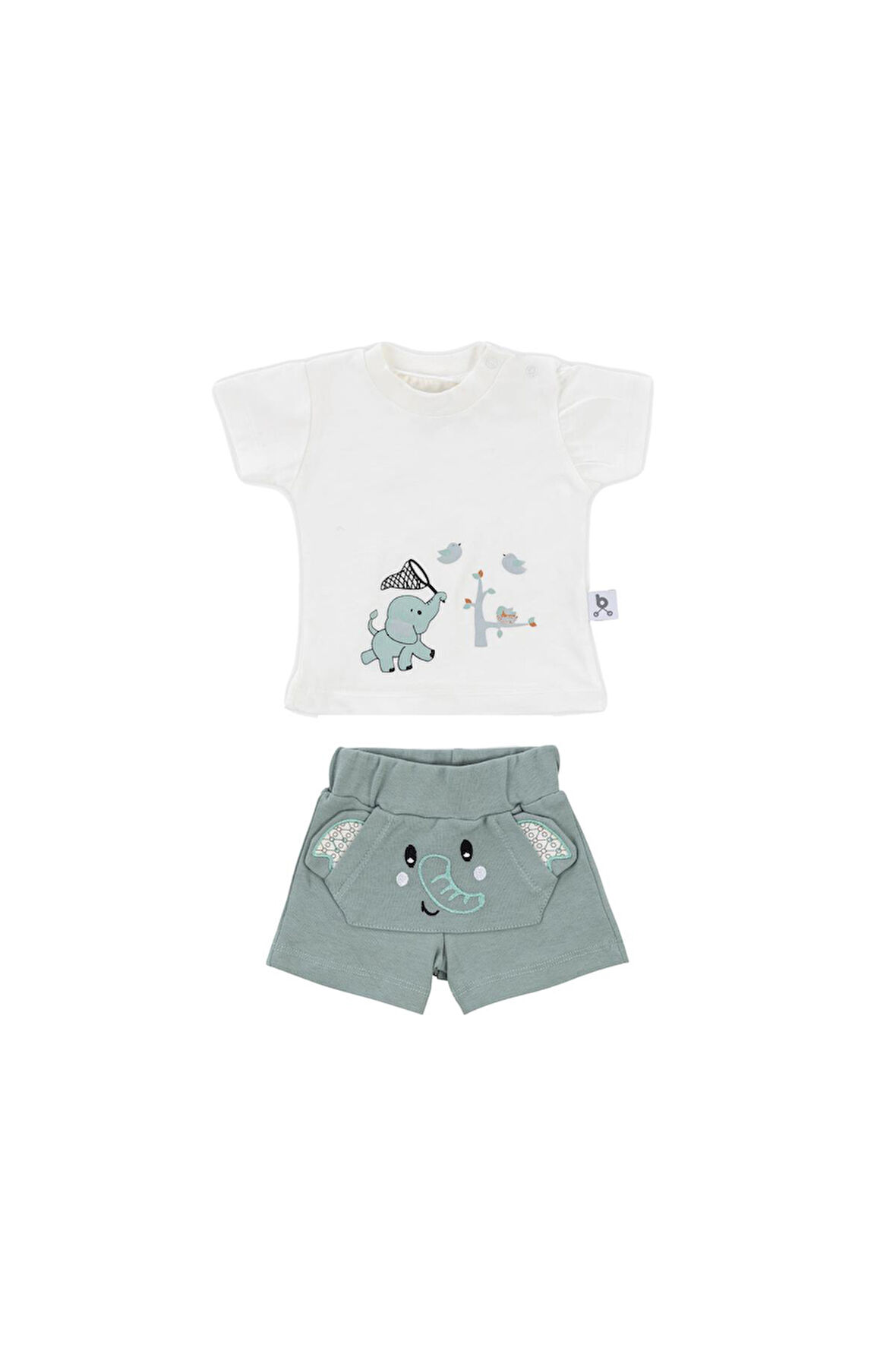 Gezenbebe Hero Kısa Kol Desenli Bebek T-Shirt ve Nakışlı Şort Seti